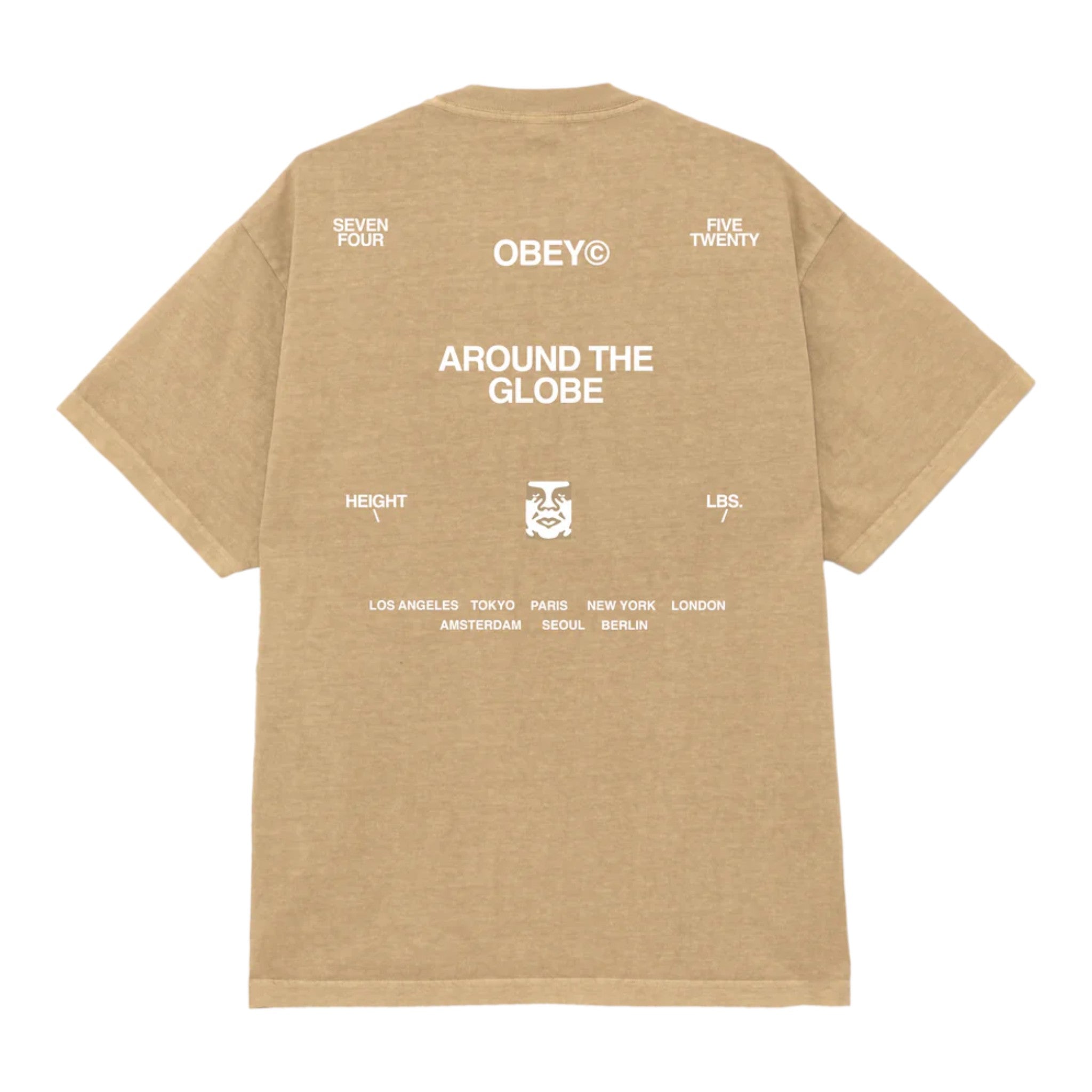 t-shirt obey around the globe tee - pigment light khaki