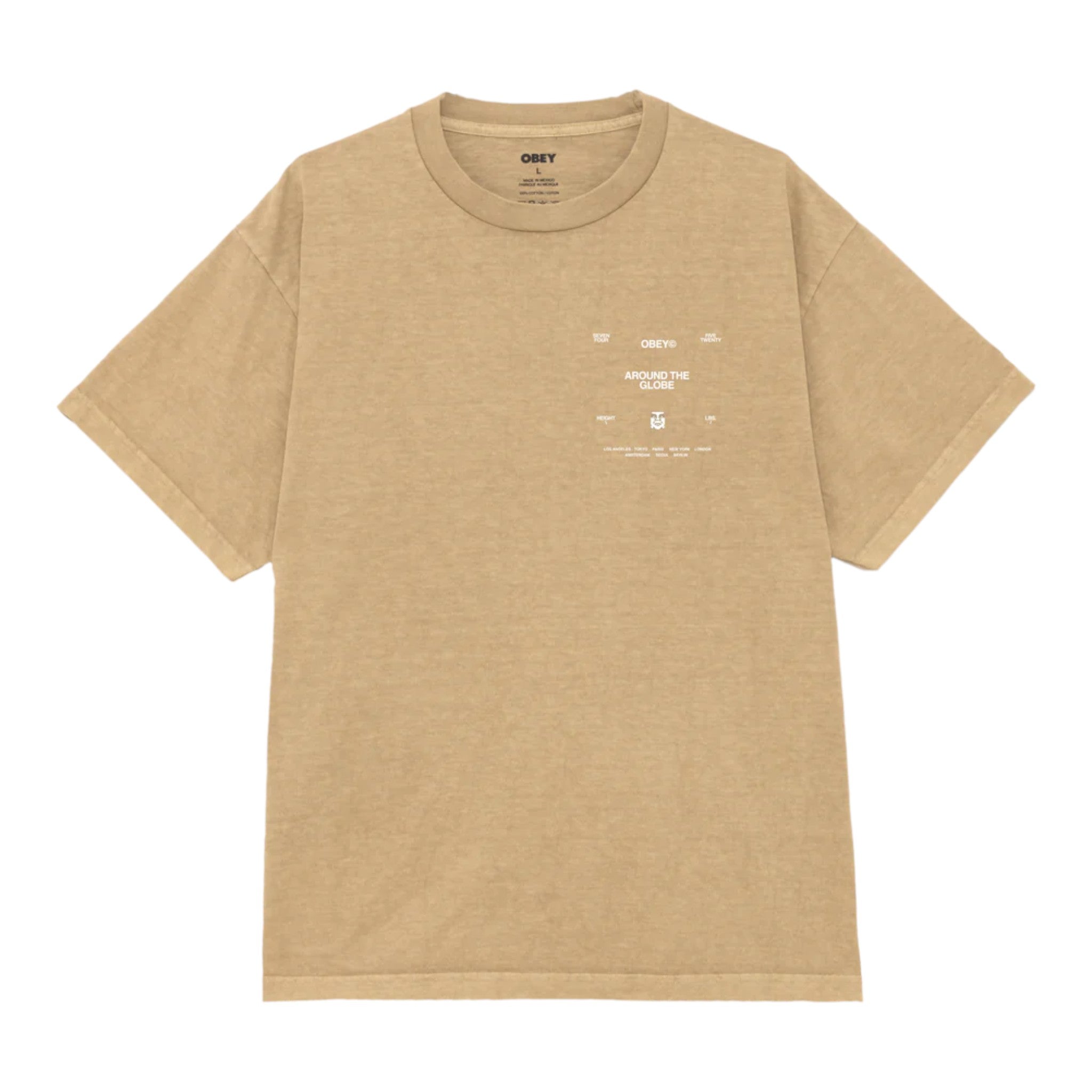 t-shirt obey around the globe tee - pigment light khaki