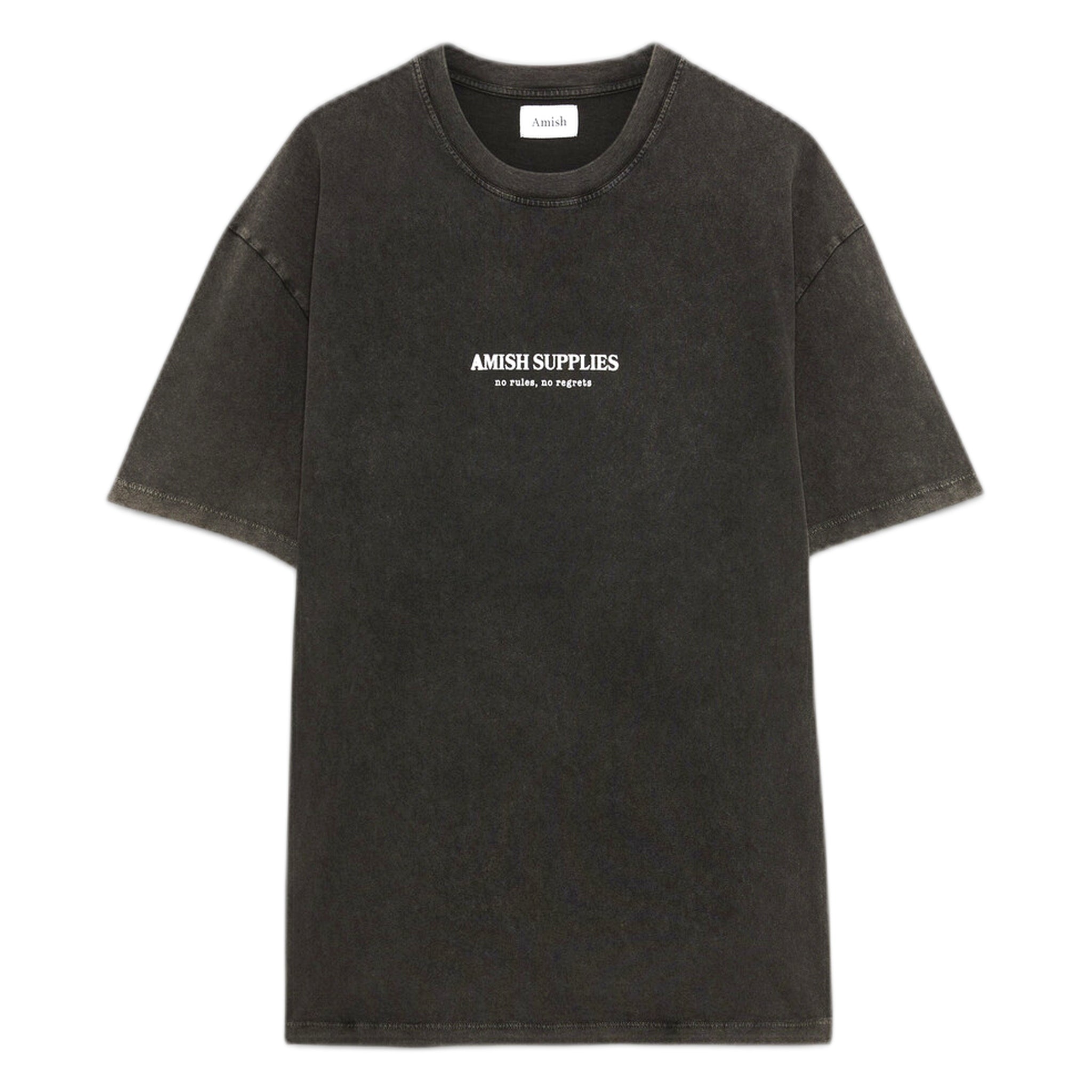 t-shirt Amish jersey grunge pigment stone - black