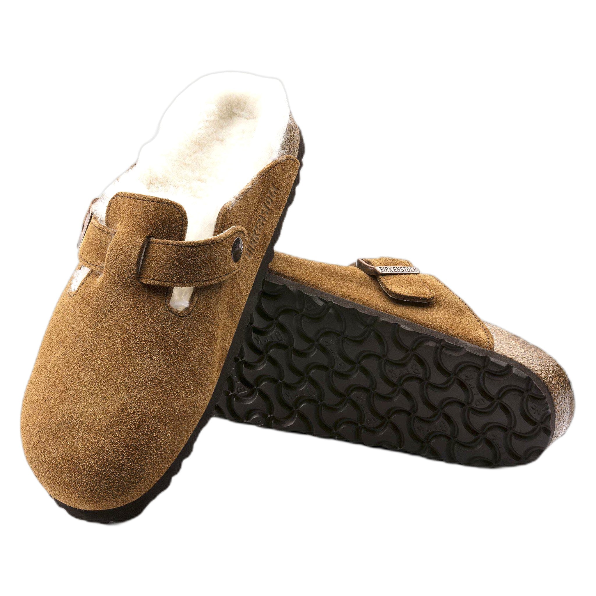 sabot birkenstock boston shearling suede leather - mink