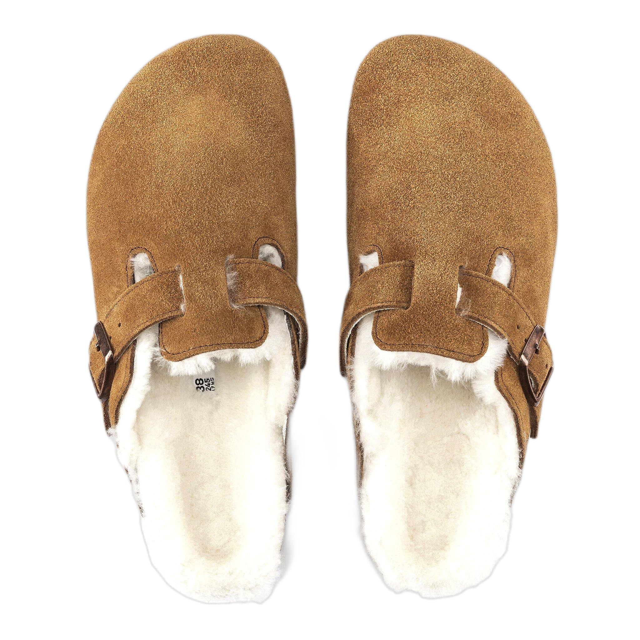 sabot birkenstock boston shearling suede leather - mink
