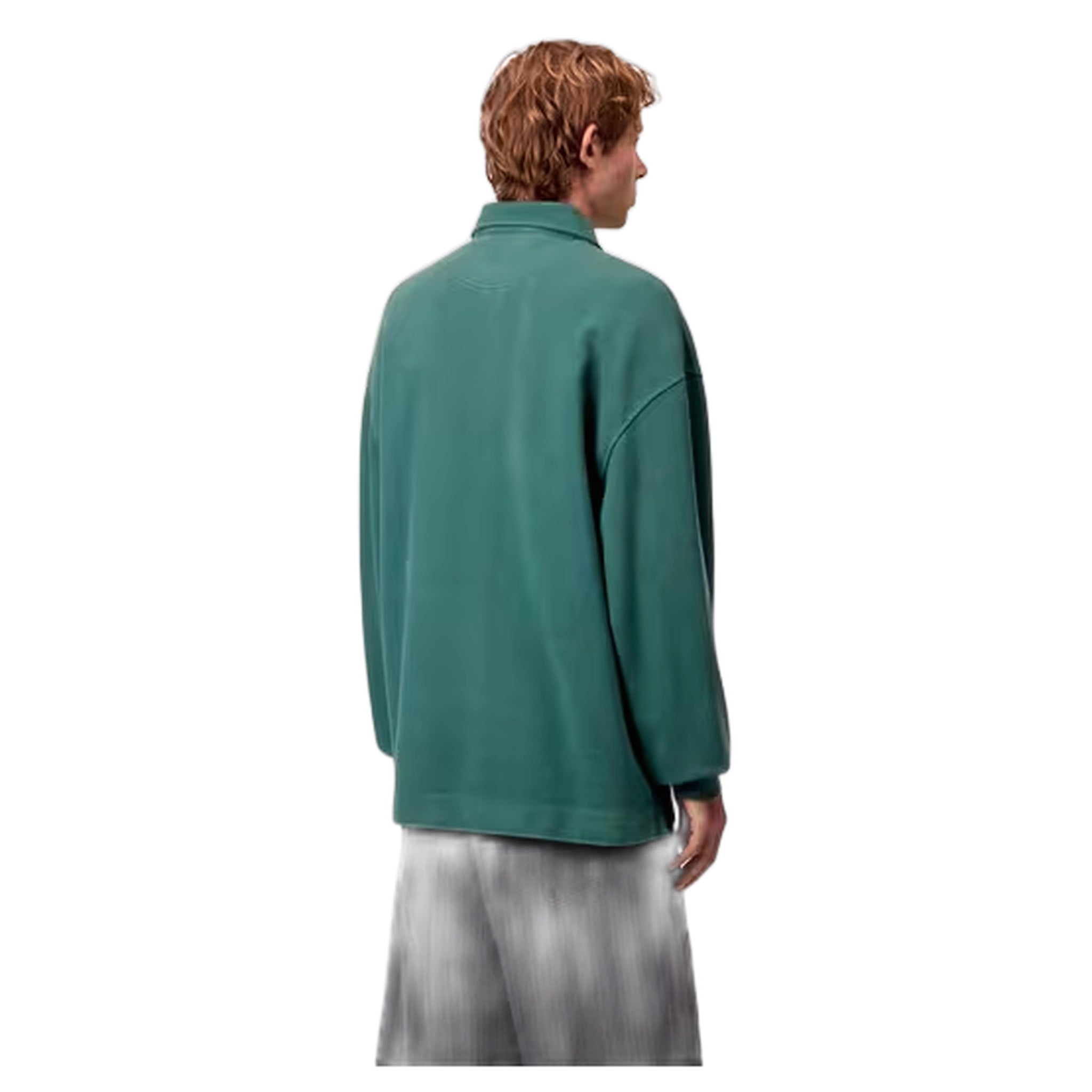 Polo Carhartt Wip pique Script Schweiß - dunkel fir / weiß Kleidung gefärbt