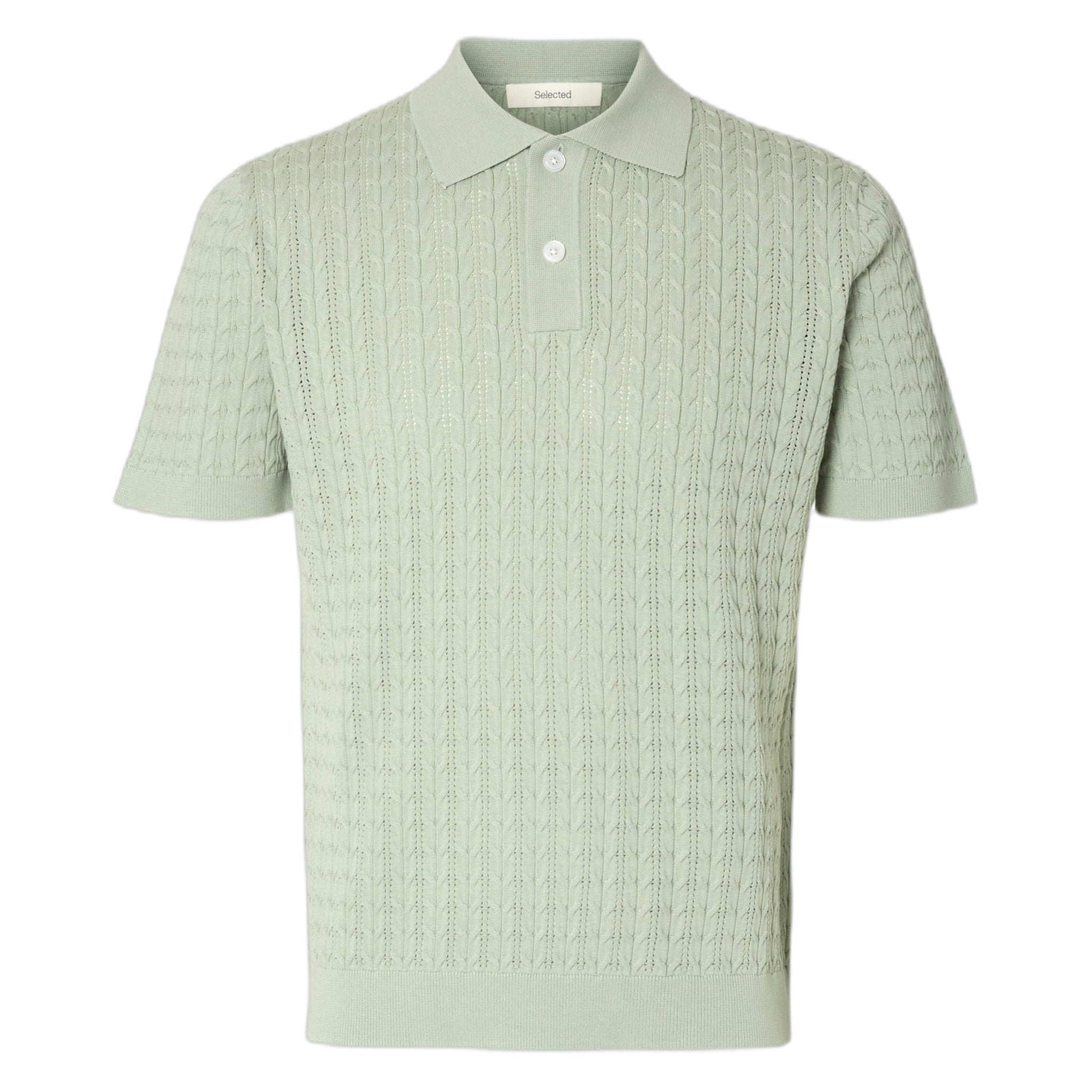 polo Selected Homme mattis ss knit new cable polo - turquoise