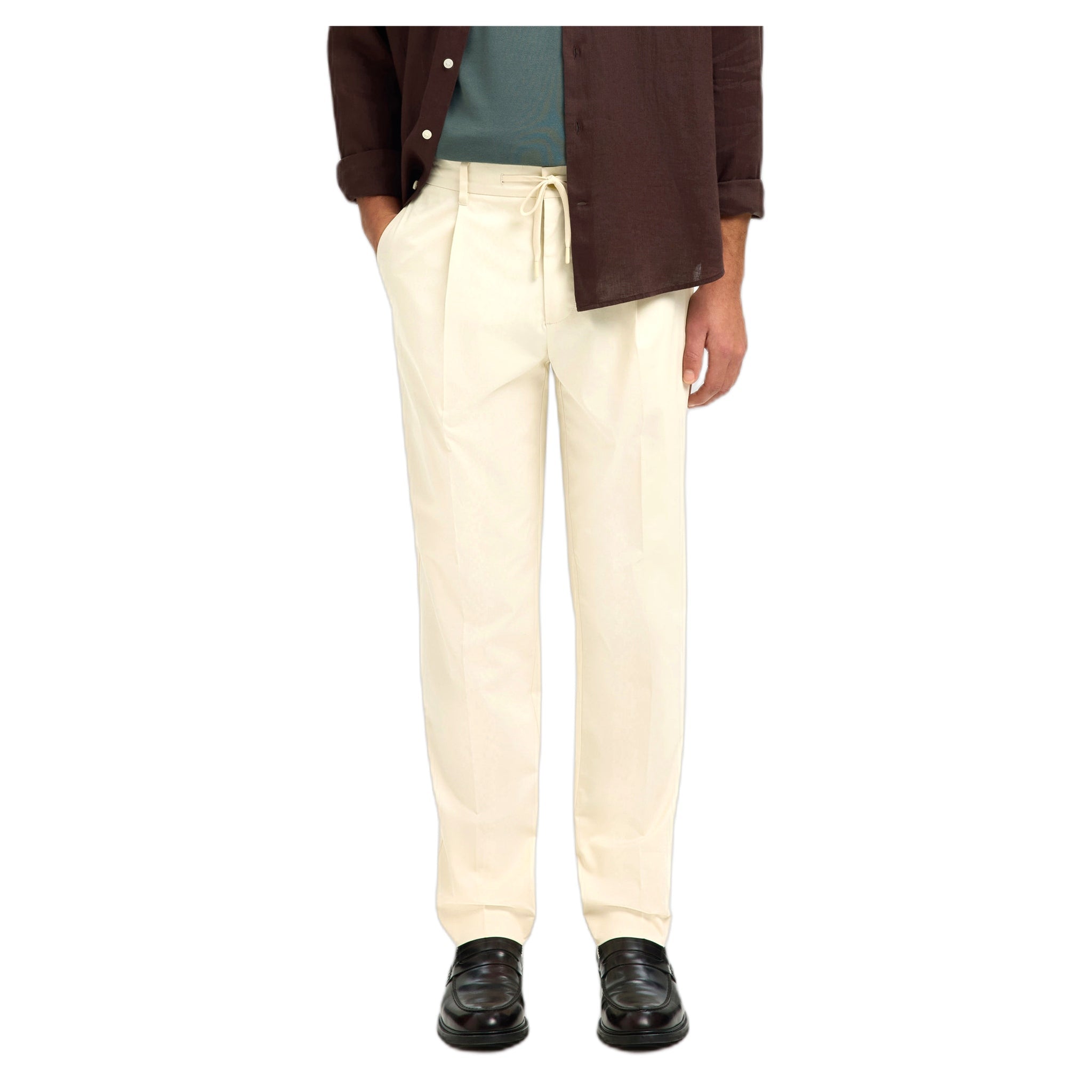 pantaloni selected homme 190 regular tape leroy pleat jari pant - beige