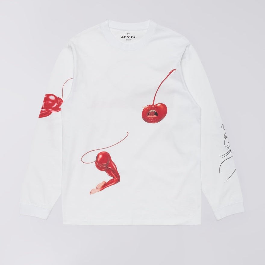 longsleve Edwin cherry diablo ts ls - blanco