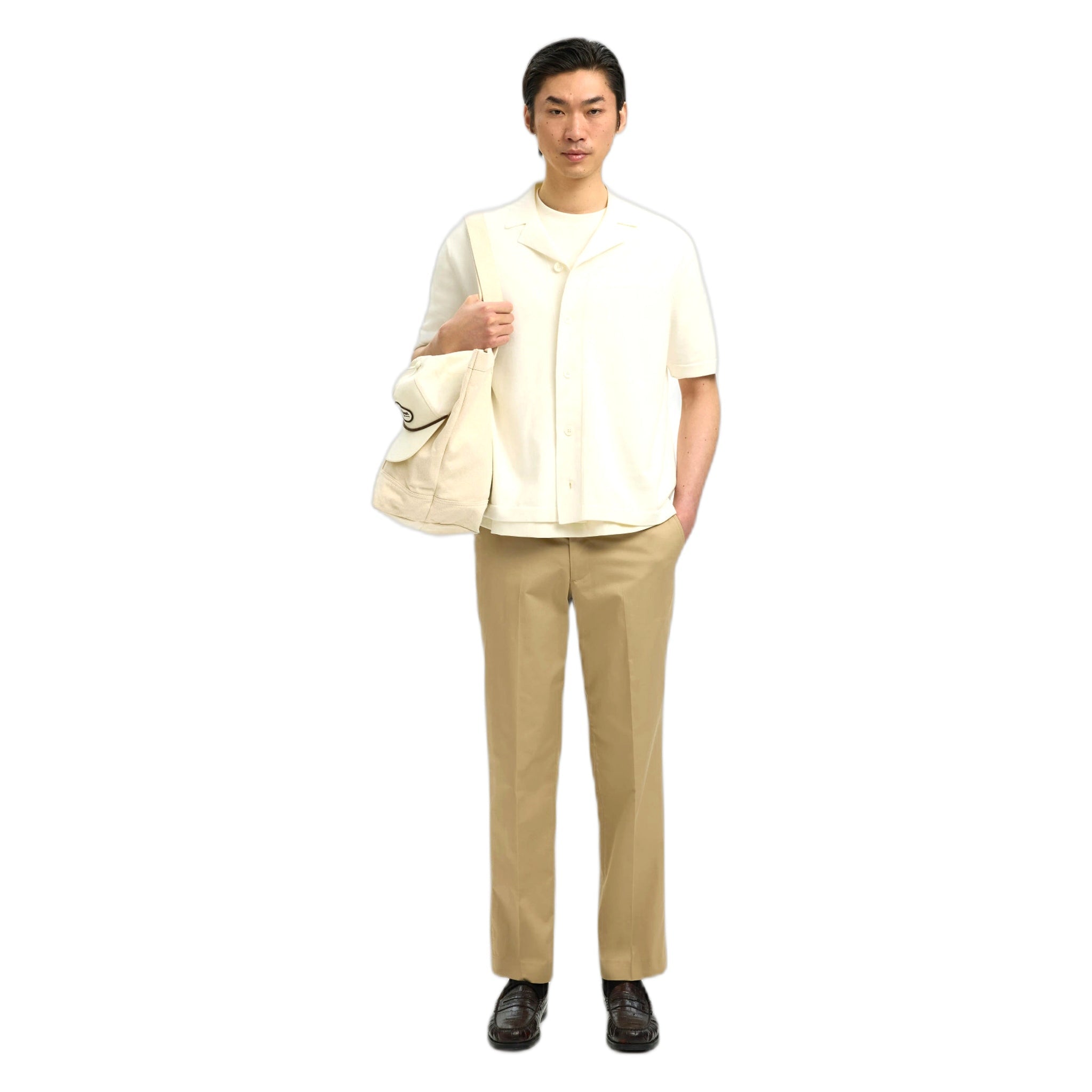t-shirt Selected Homme amour intarsia relaxed polo cardigan - white