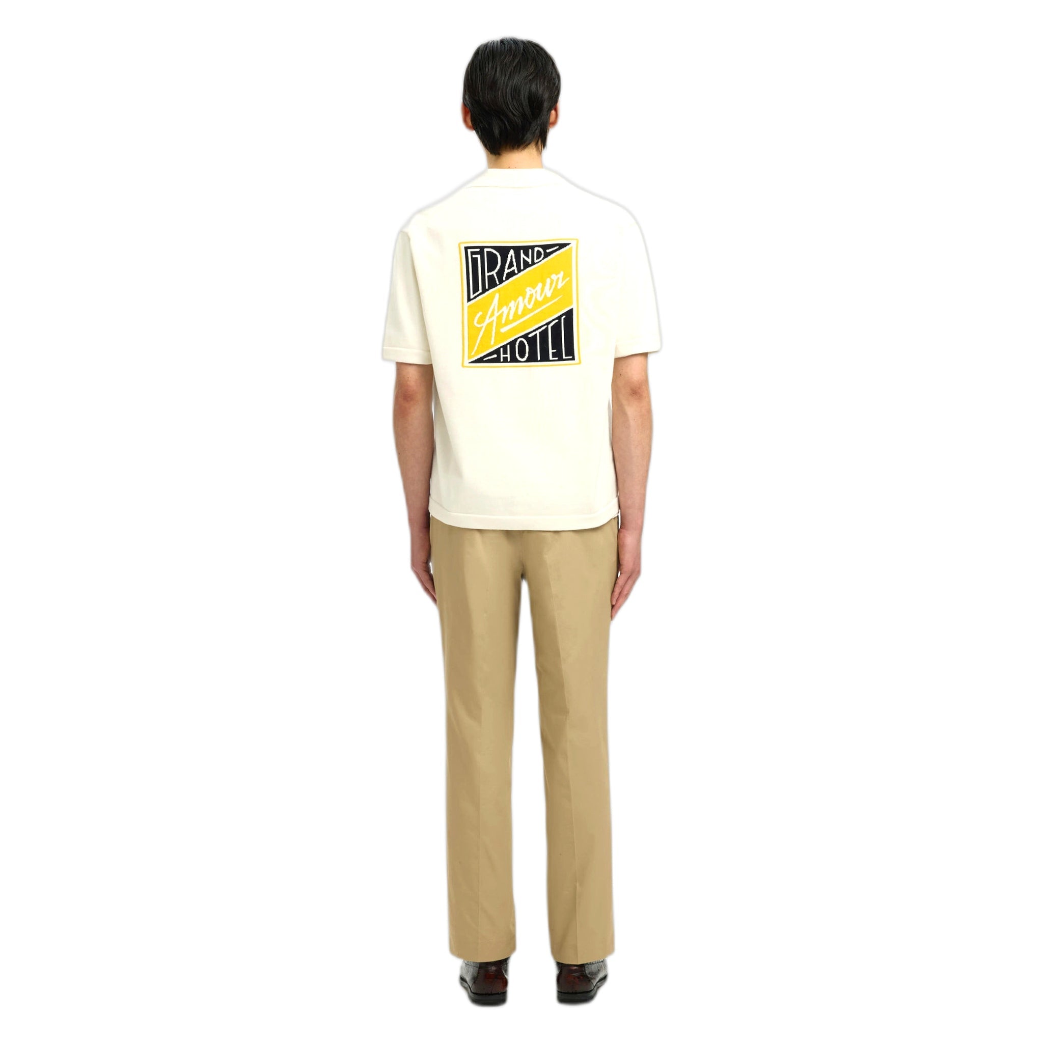t-shirt Selected Homme amour intarsia relaxed polo cardigan - white