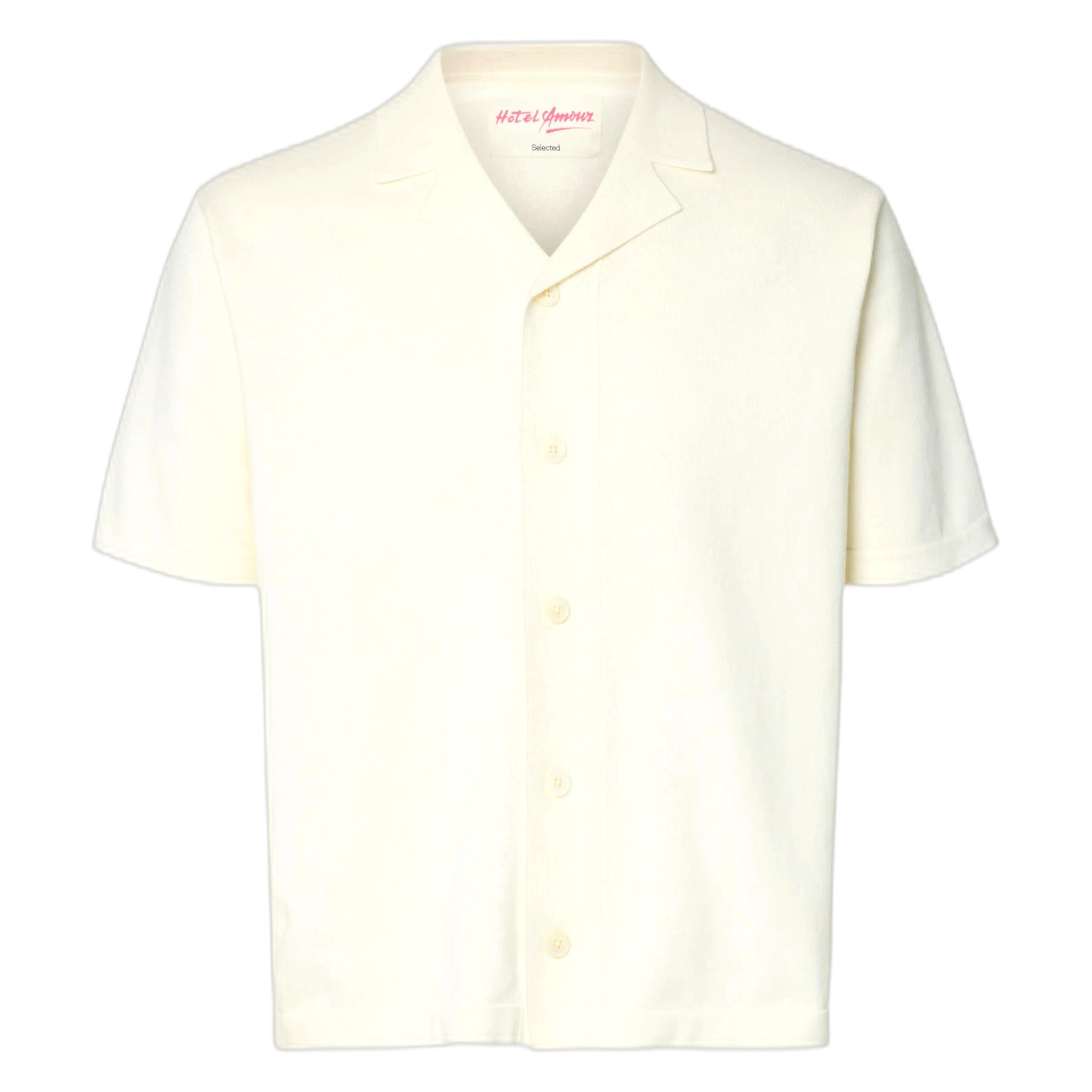 t-shirt Selected Homme amour intarsia relaxed polo cardigan - white