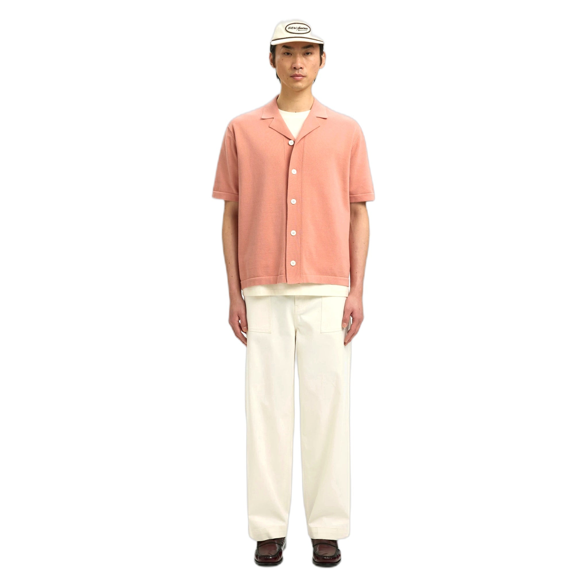 T-shirt Selected Homme amour intarsia relax polo cardigan - rose