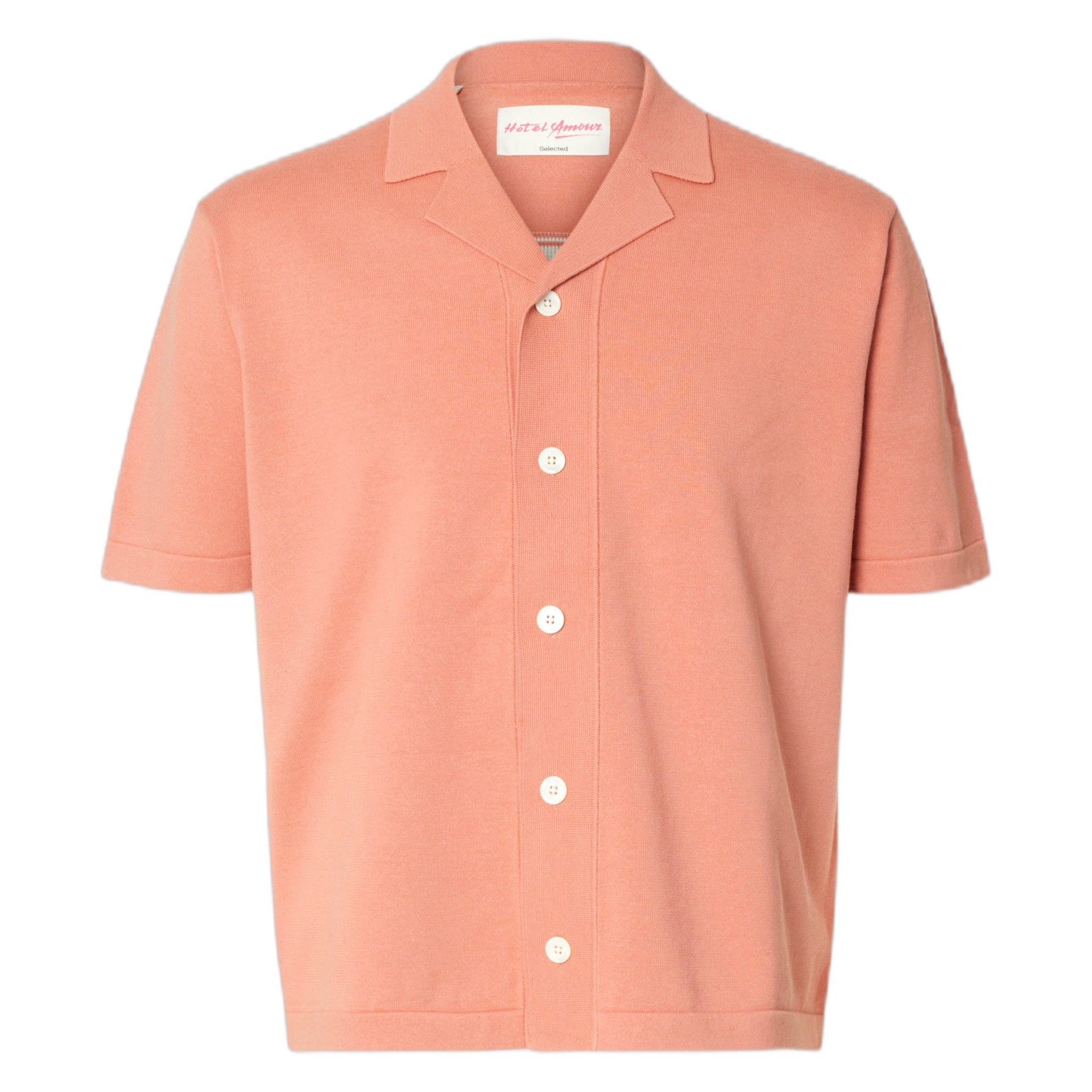 T-shirt Selected Homme amour intarsia relax polo cardigan - rose