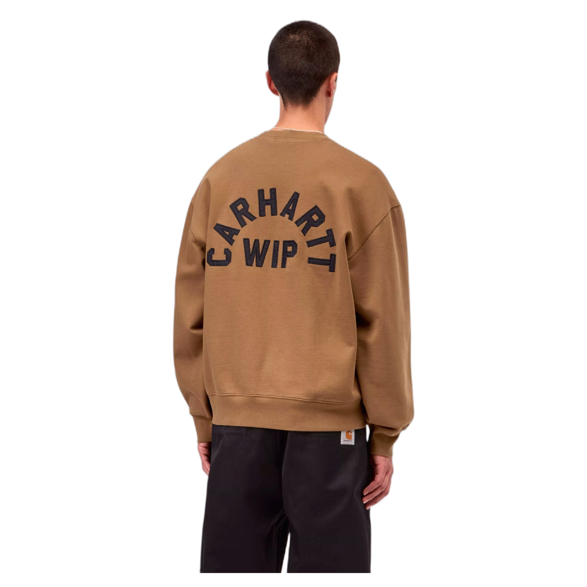 phenol Carhartt Wip arch script sweat - wip h brown / black stone washed