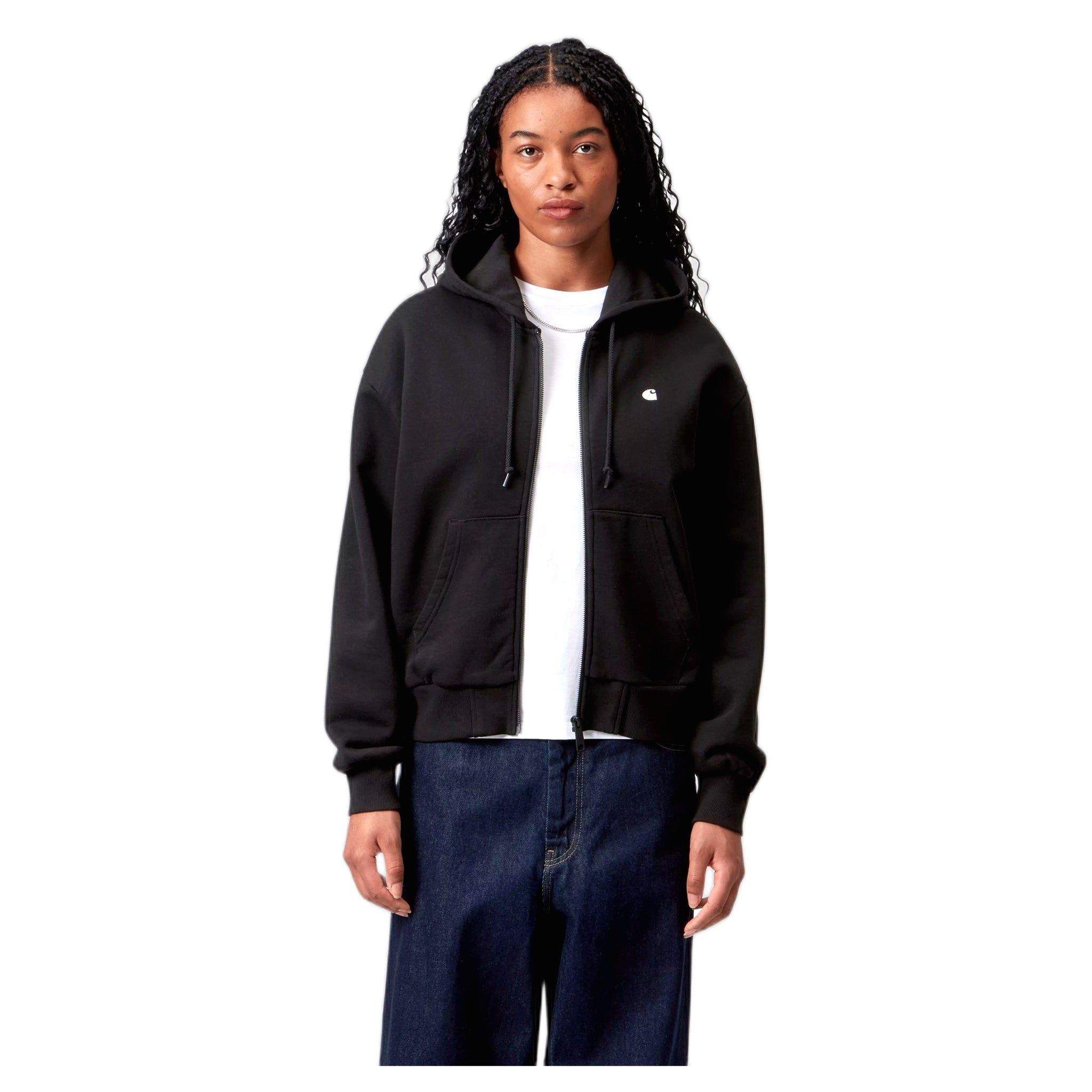 felpa carhartt wip w' hooded casey jacket - black / silver
