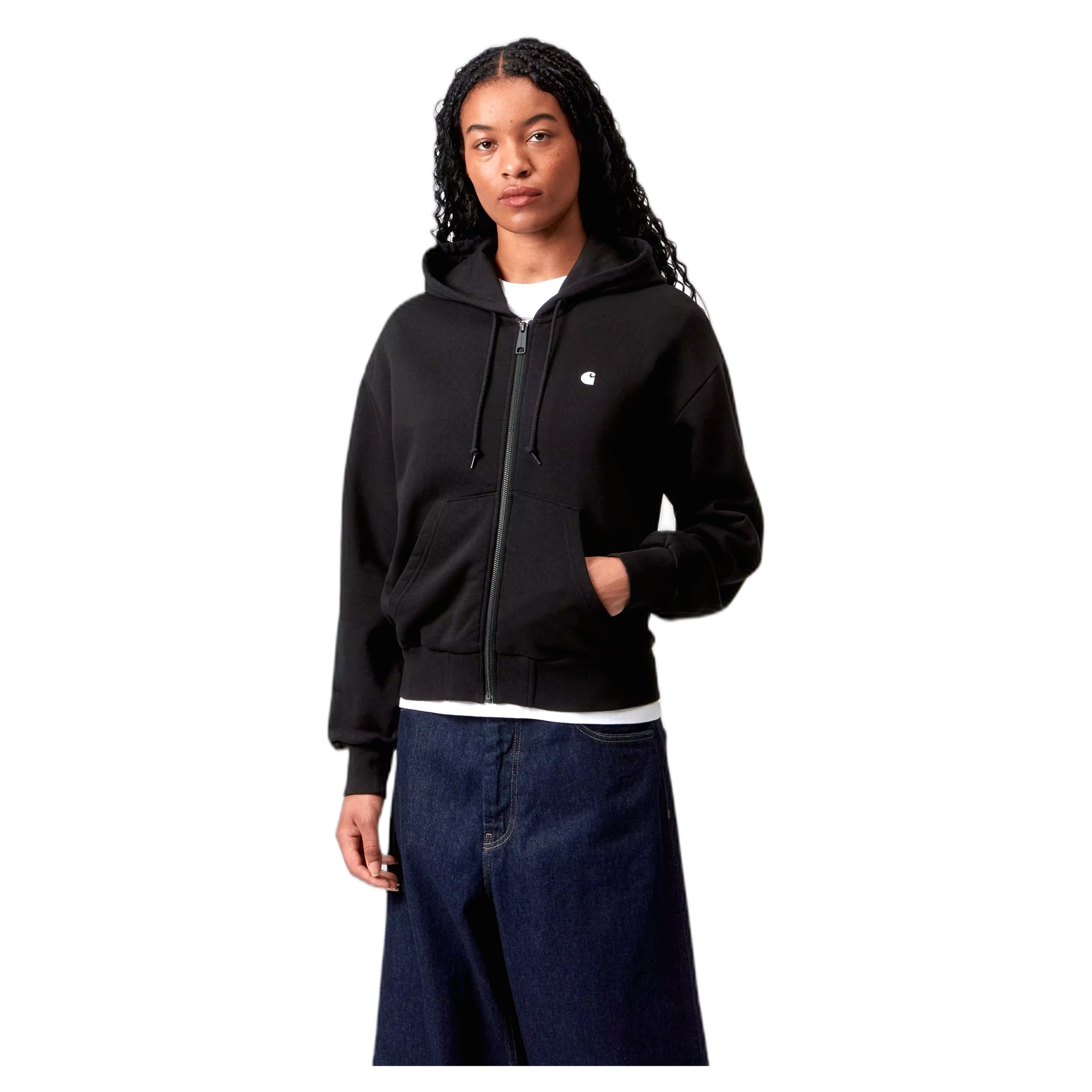 felpa carhartt wip w' hooded casey jacket - black / silver