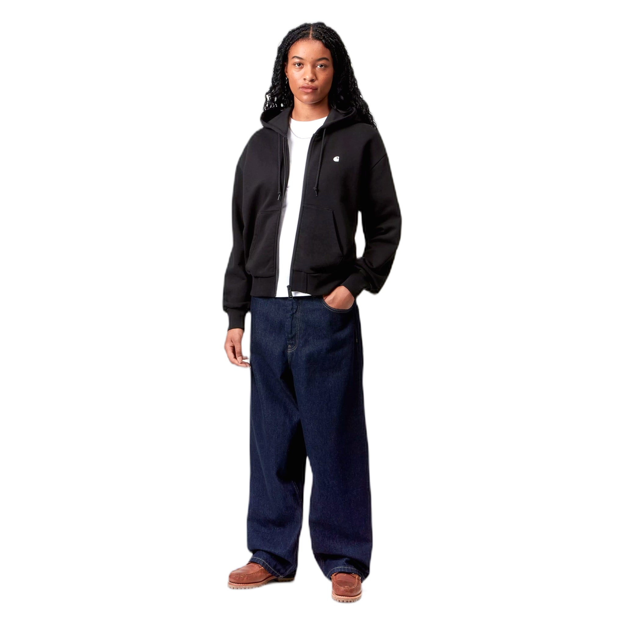 felpa carhartt wip w' hooded casey jacket - black / silver