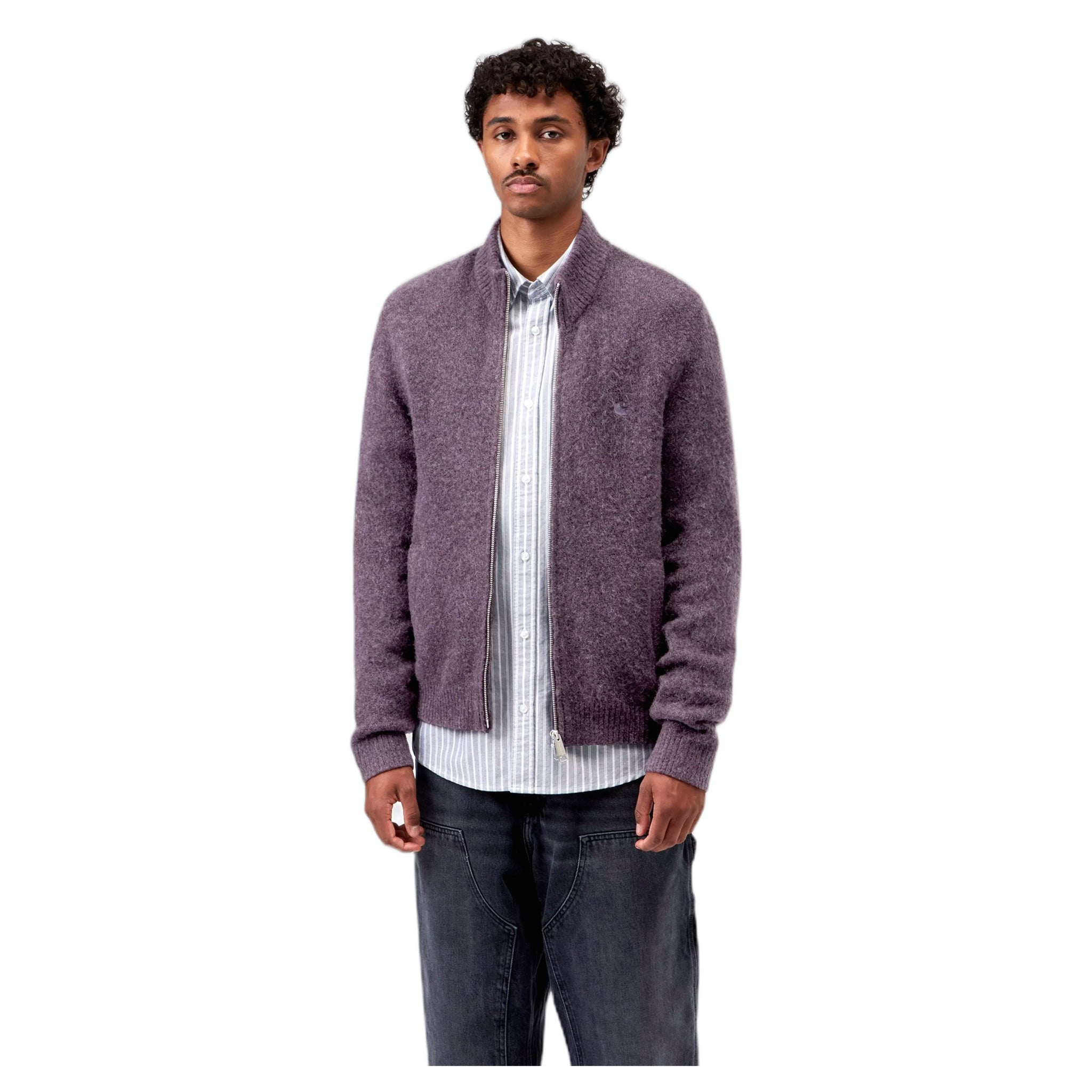 maglione carhartt wip curtis sweater jacket - tangled shady purple