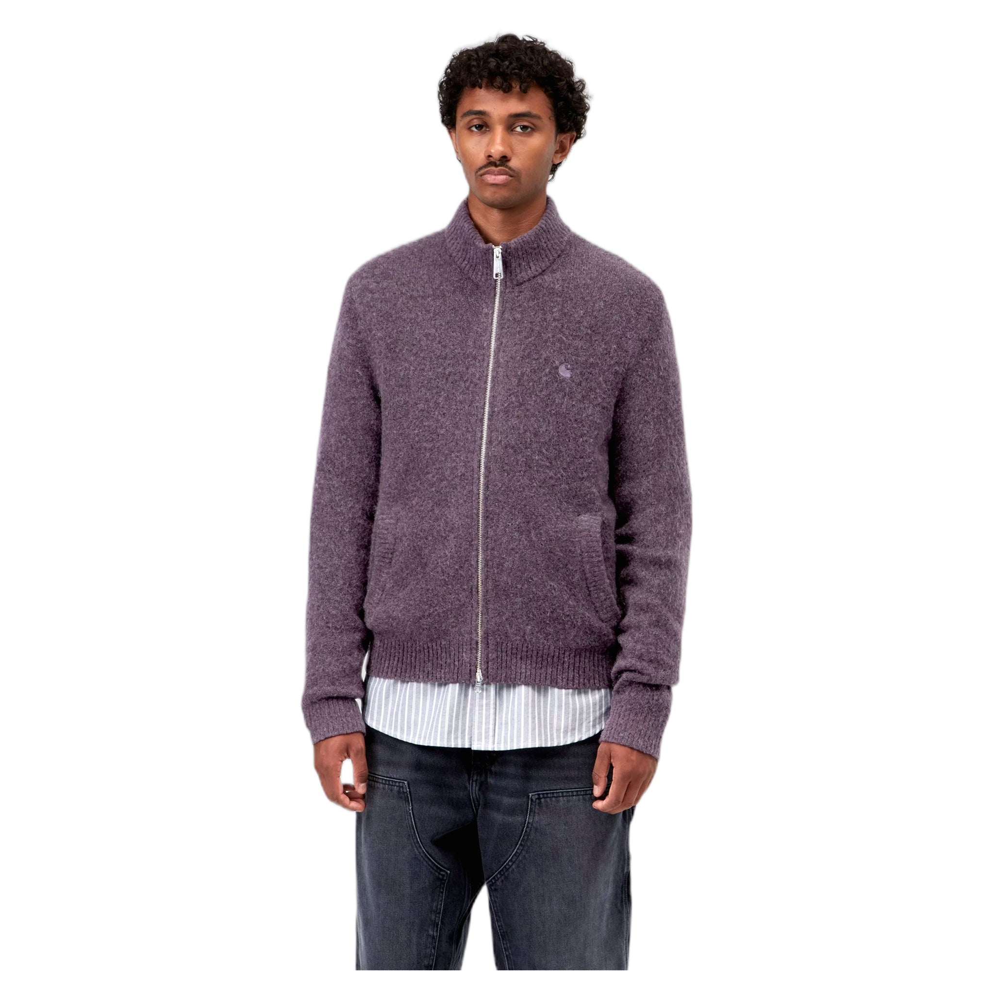 maglione carhartt wip curtis sweater jacket - tangled shady purple