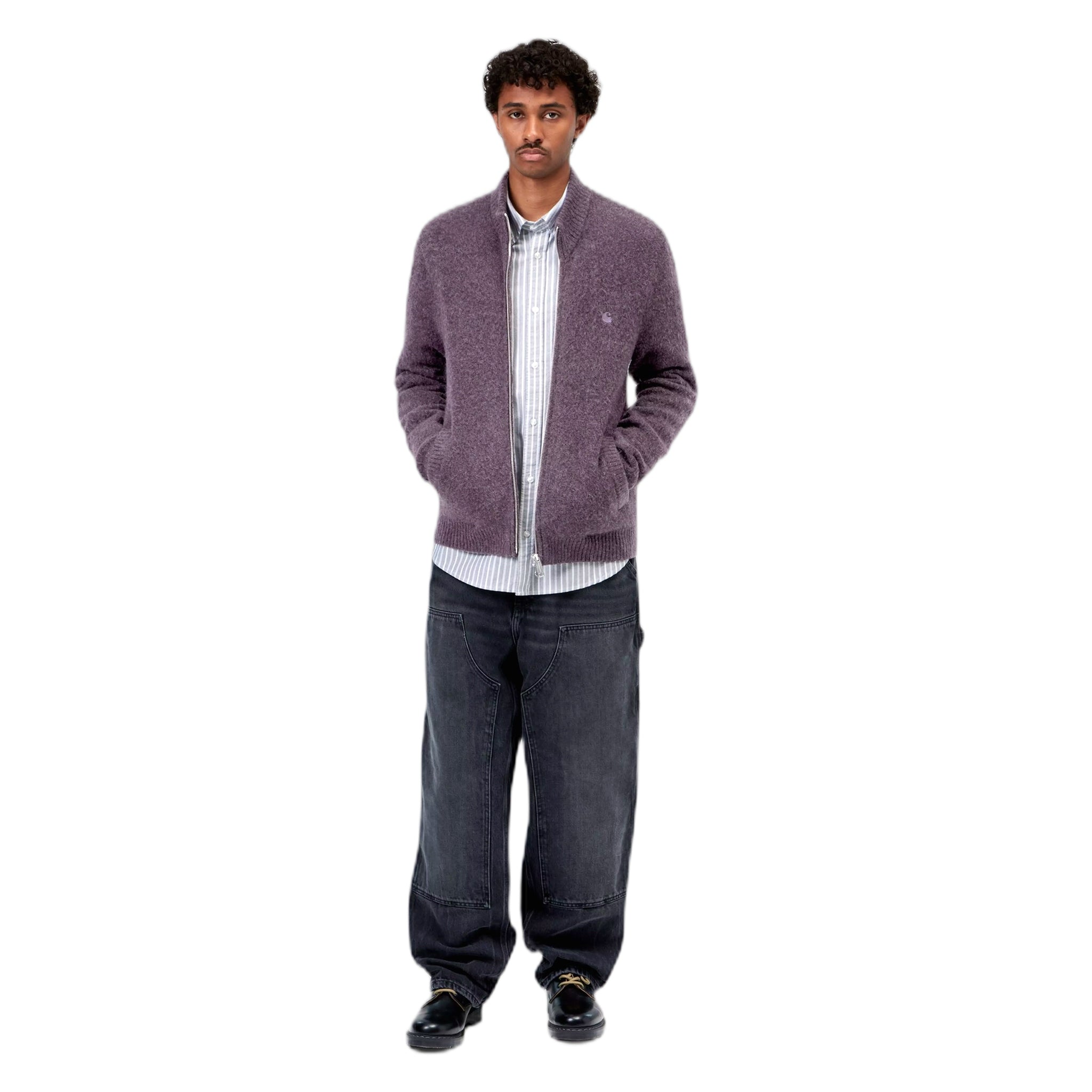 maglione carhartt wip curtis sweater jacket - tangled shady purple