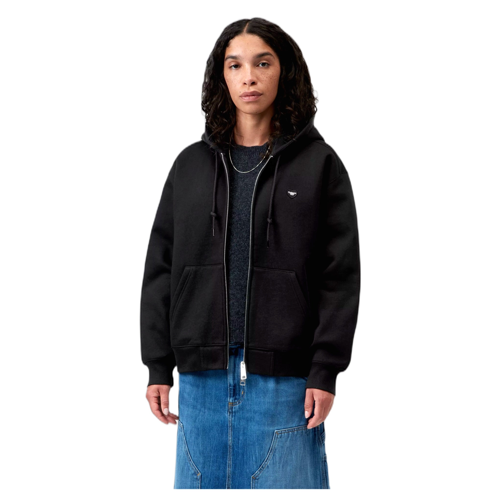 felpa carhartt wip w' hd small heart patch jkt - black/black