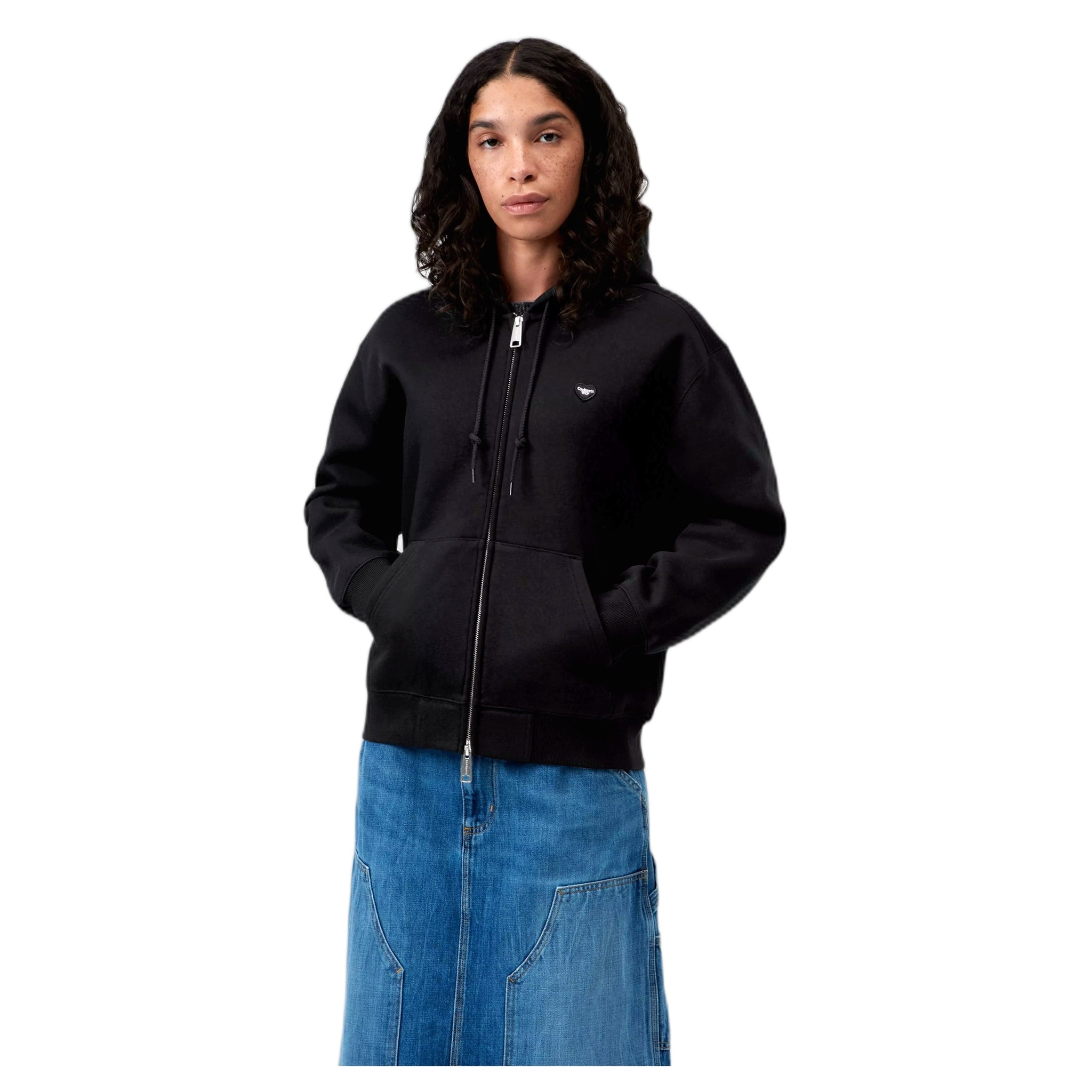 felpa carhartt wip w' hd small heart patch jkt - black/black