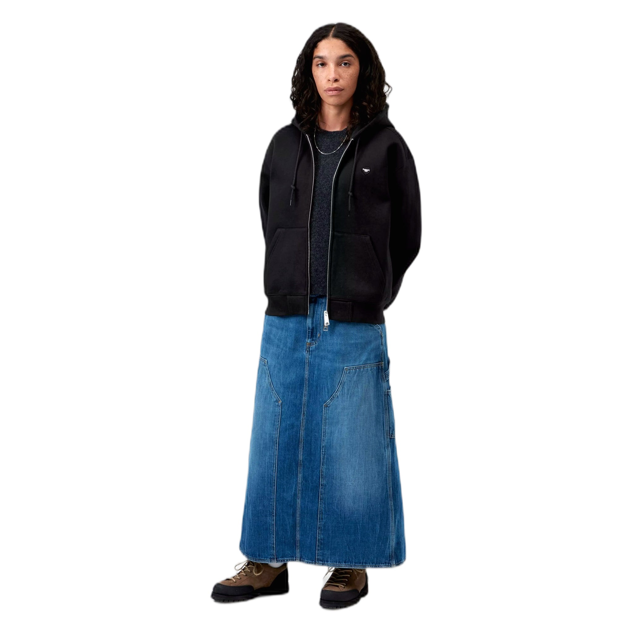 felpa carhartt wip w' hd small heart patch jkt - black/black