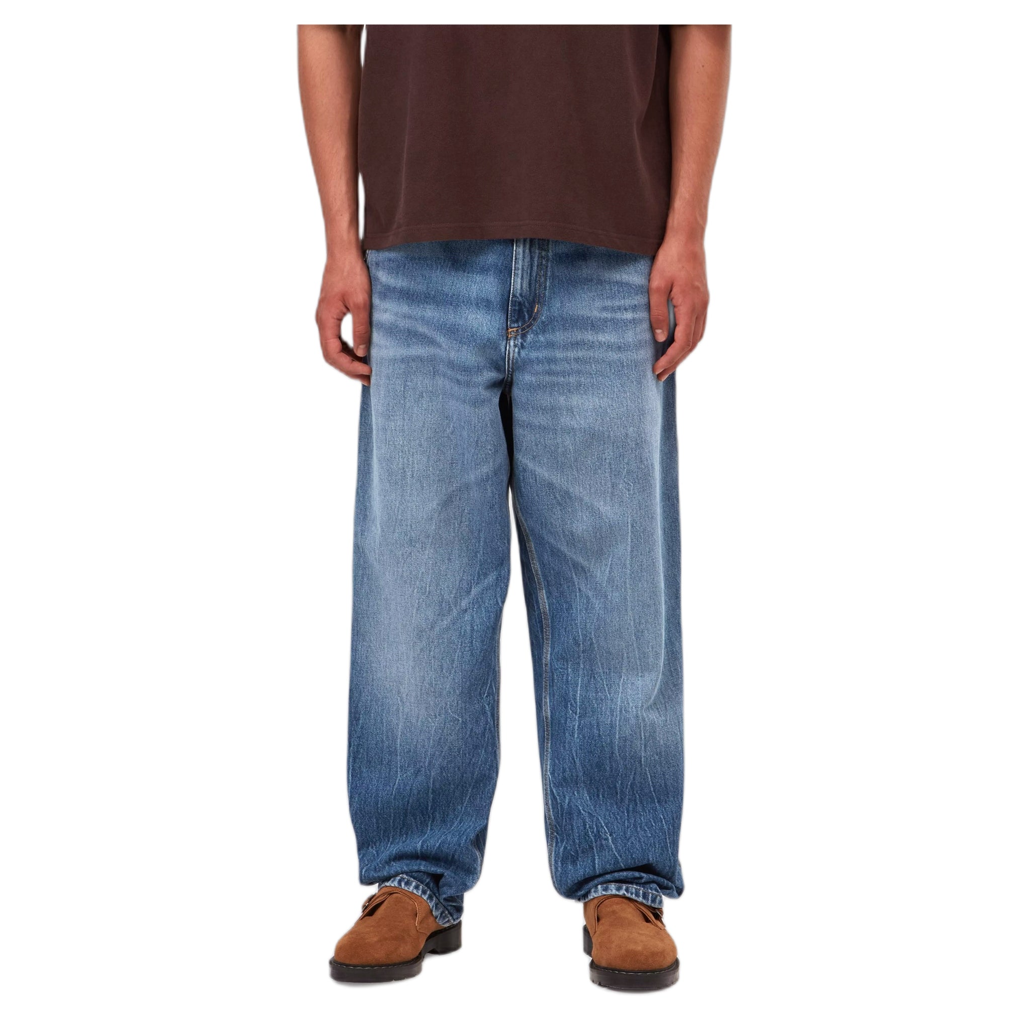 jeans jeans Carhartt Wip pantalón de rodilla individual - azul mármol utilizado lavado