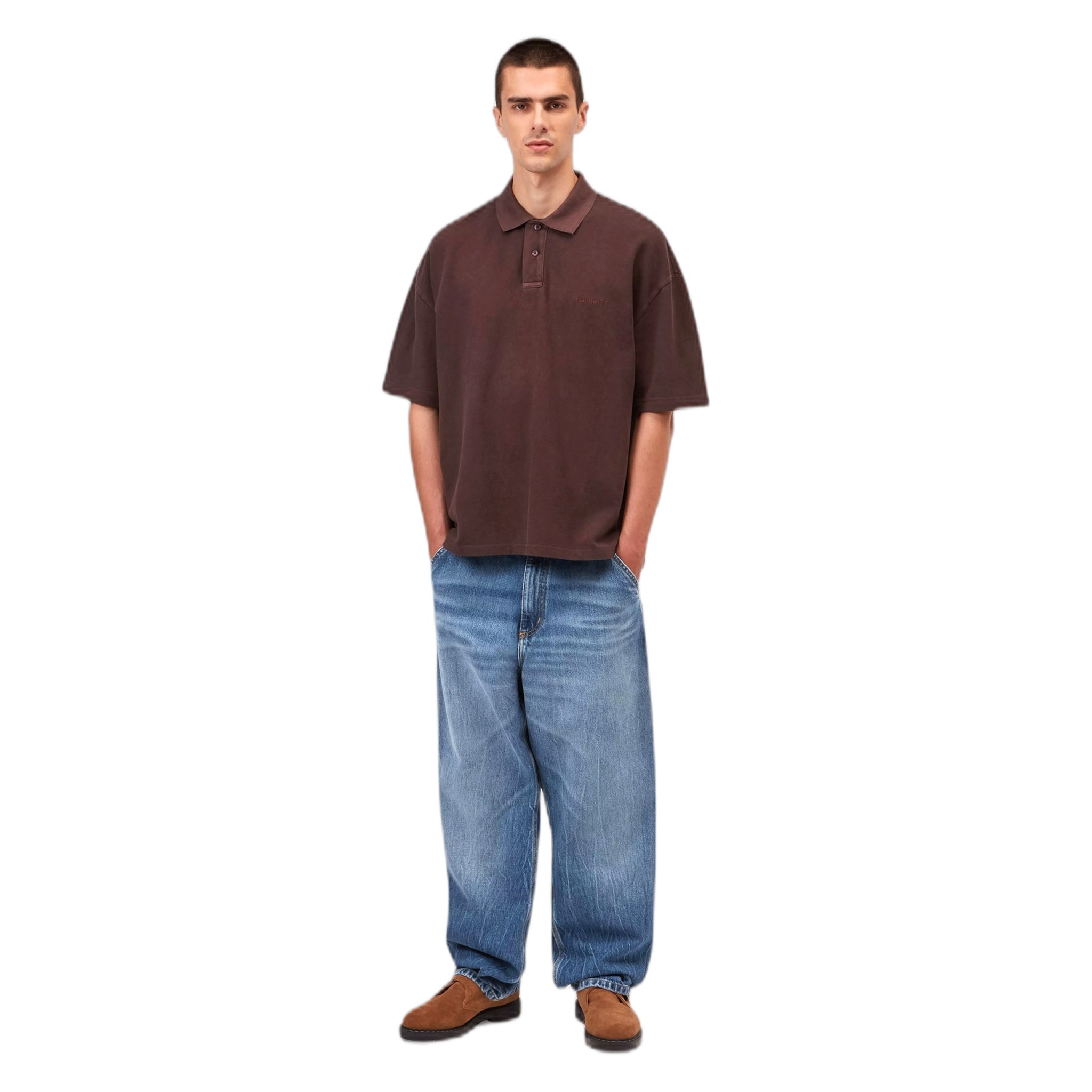 jeans jeans Carhartt Wip pantalón de rodilla individual - azul mármol utilizado lavado
