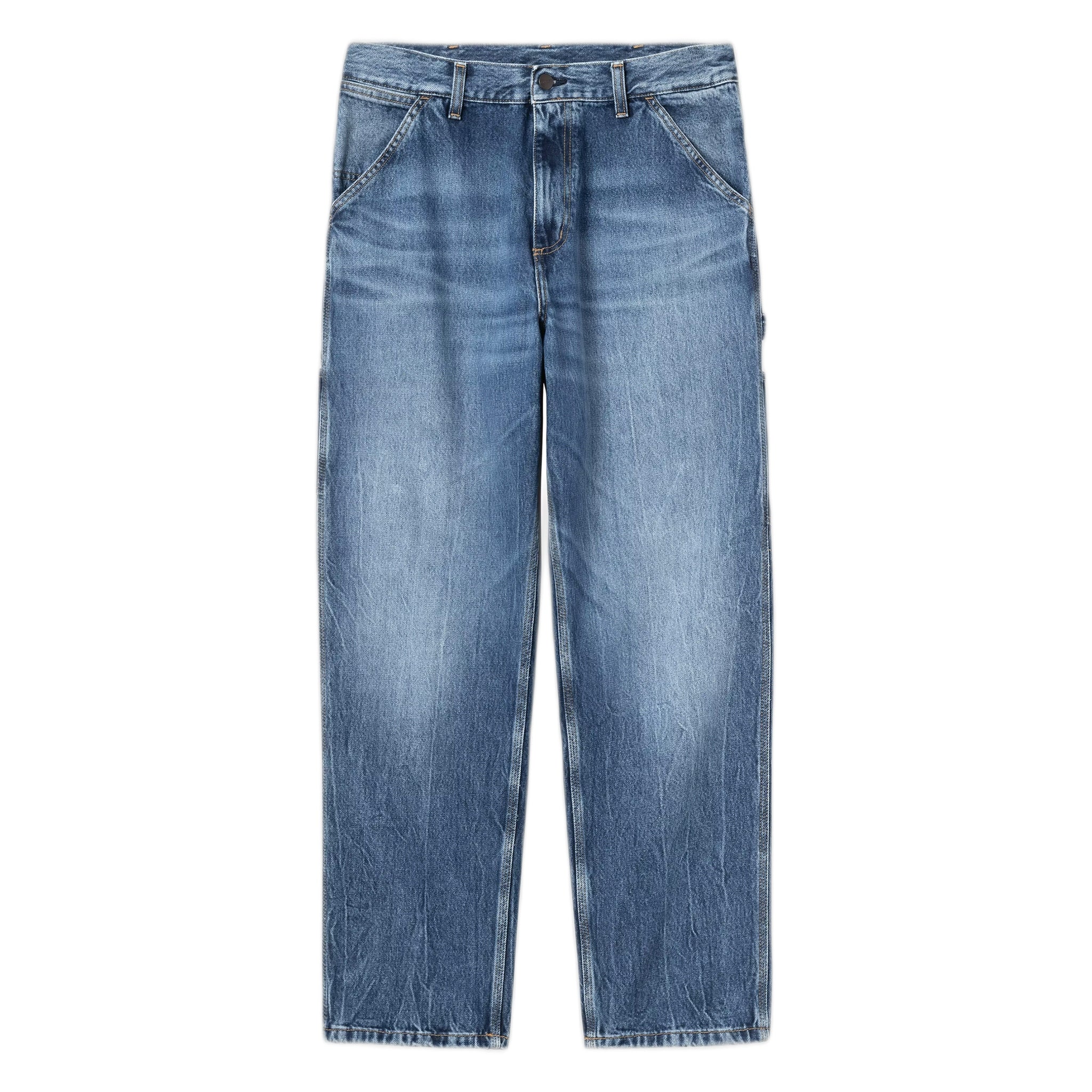 jeans jeans Carhartt Wip pantalón de rodilla individual - azul mármol utilizado lavado