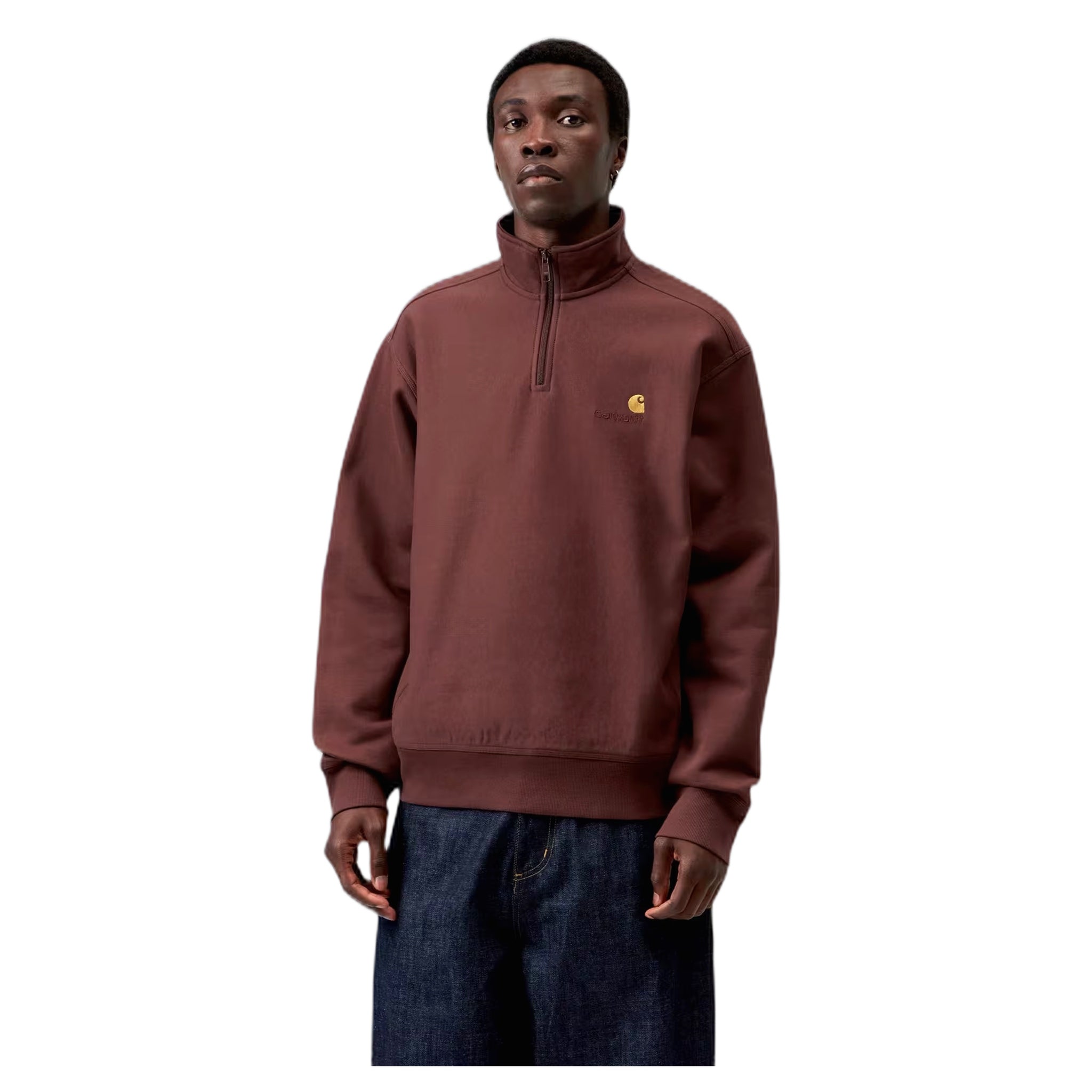 fenol Carhartt Wip media cremallera sudadera de guion americano - amarone
