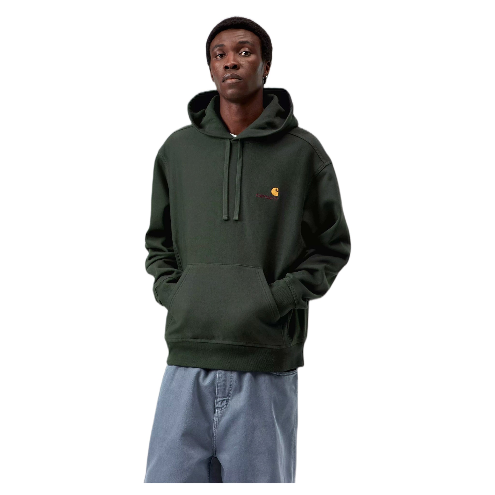 phenol Carhartt Wip hooded american script sweatshirt - raven