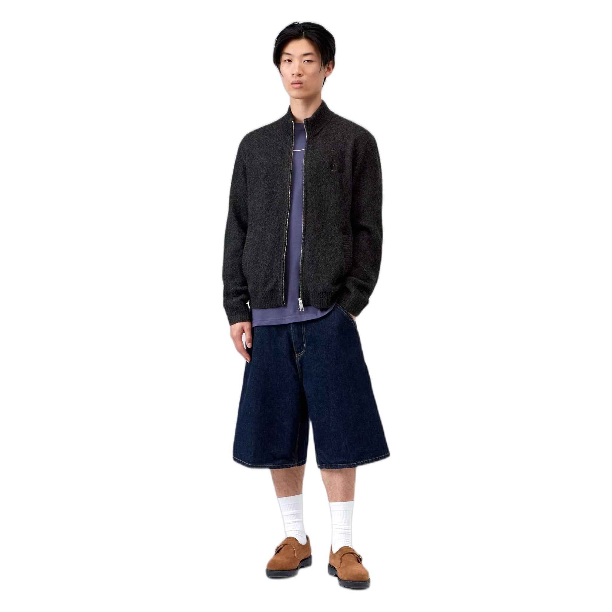 maglione carhartt wip curtis sweater jacket - tangled black