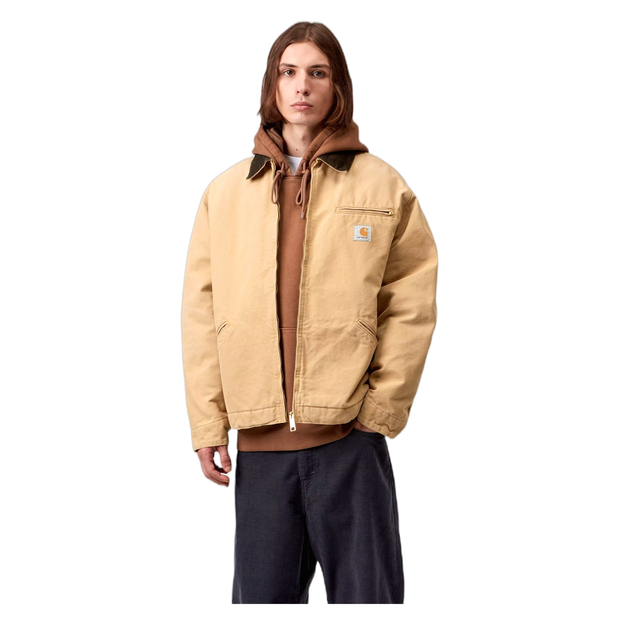 giacca carhartt wip og detroit jacket - wip dusty brown / tobacco stone canvas