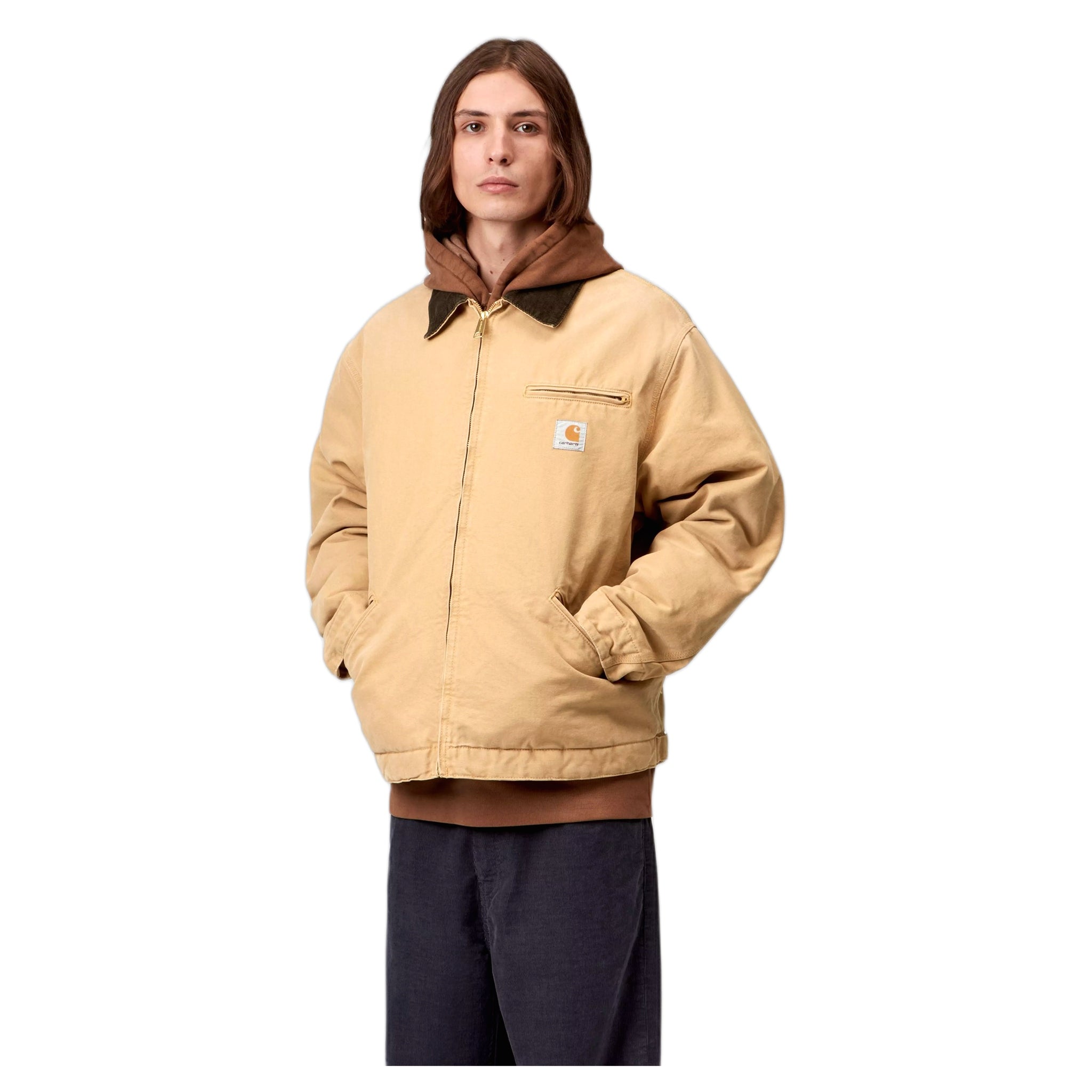 giacca carhartt wip og detroit jacket - wip dusty brown / tobacco stone canvas