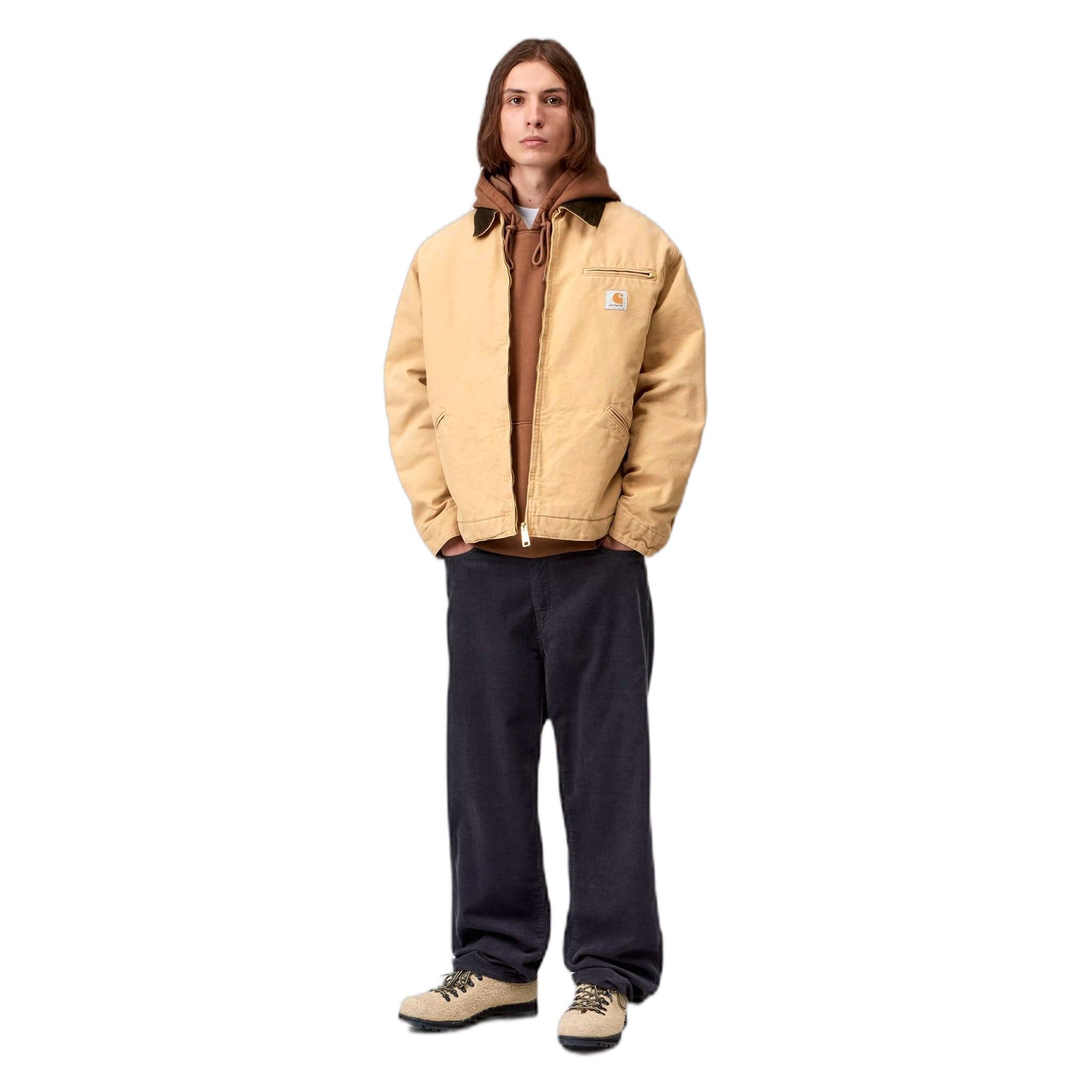 giacca carhartt wip og detroit jacket - wip dusty brown / tobacco stone canvas