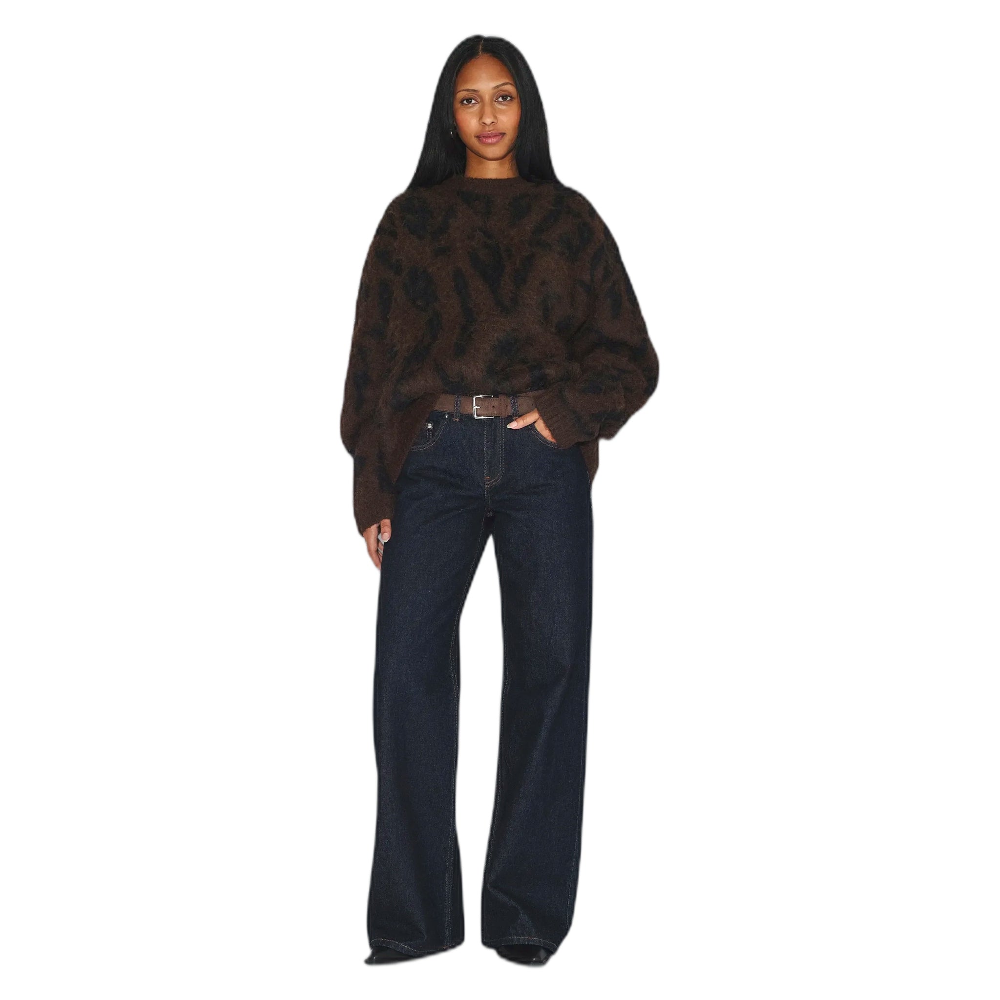 dr.denim sweater sweater - brown black scribble