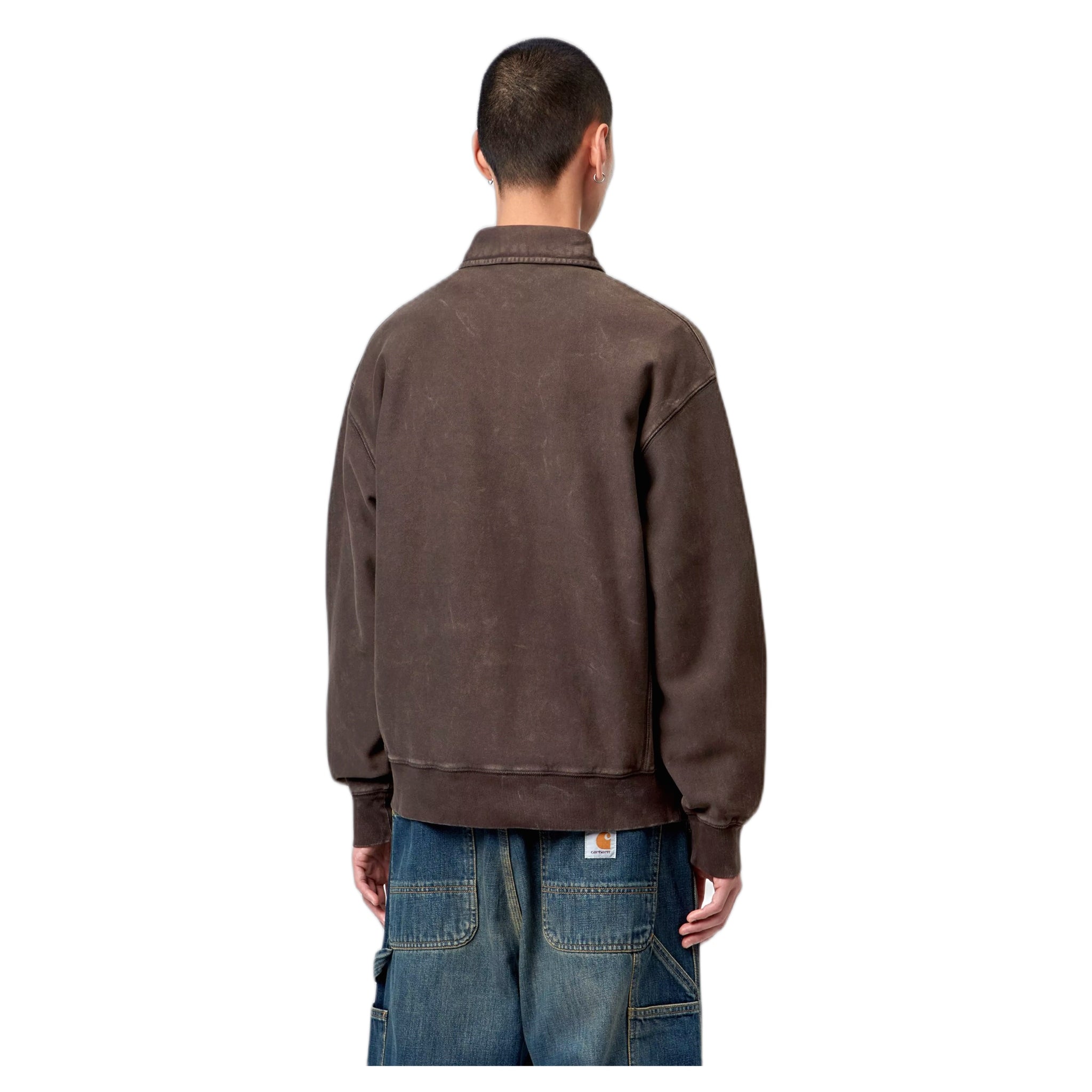 felpa carhartt wip lambert polo sweat - tobacco moon wash