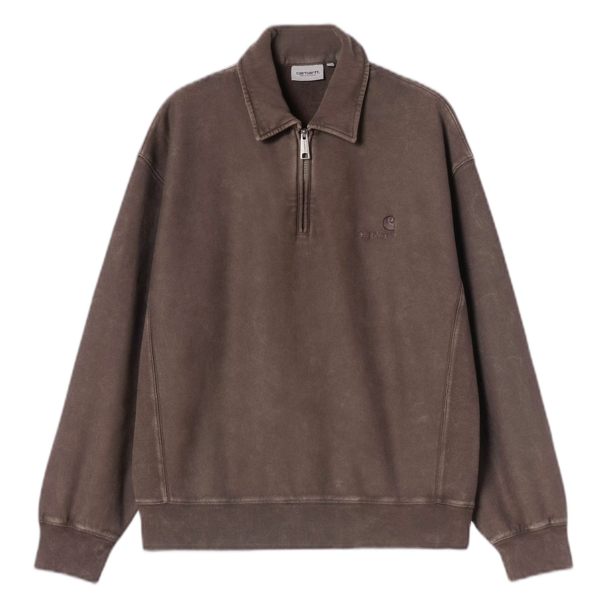 felpa carhartt wip lambert polo sweat - tobacco moon wash
