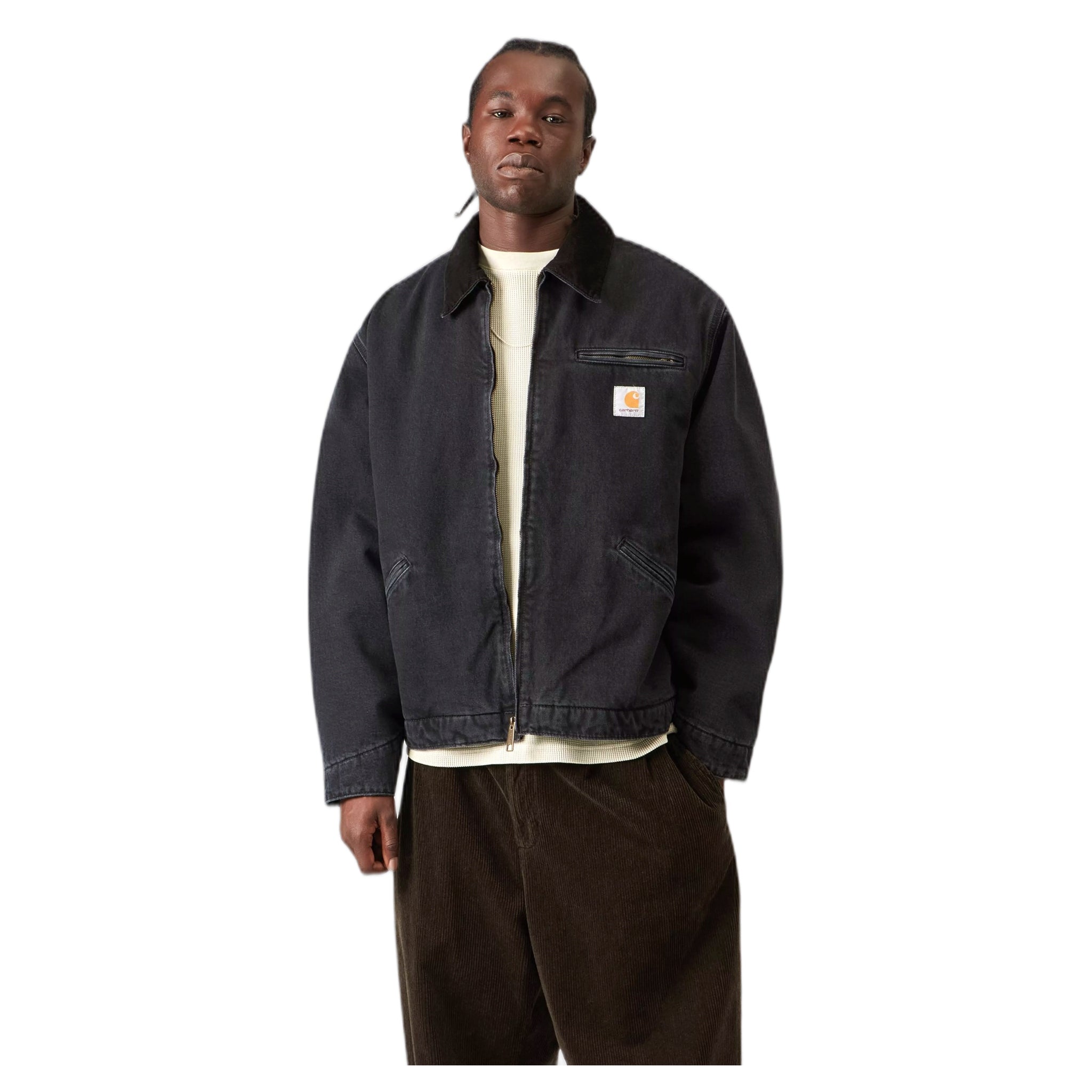 giacca carhartt wip og detroit jacket - black / black stone washed