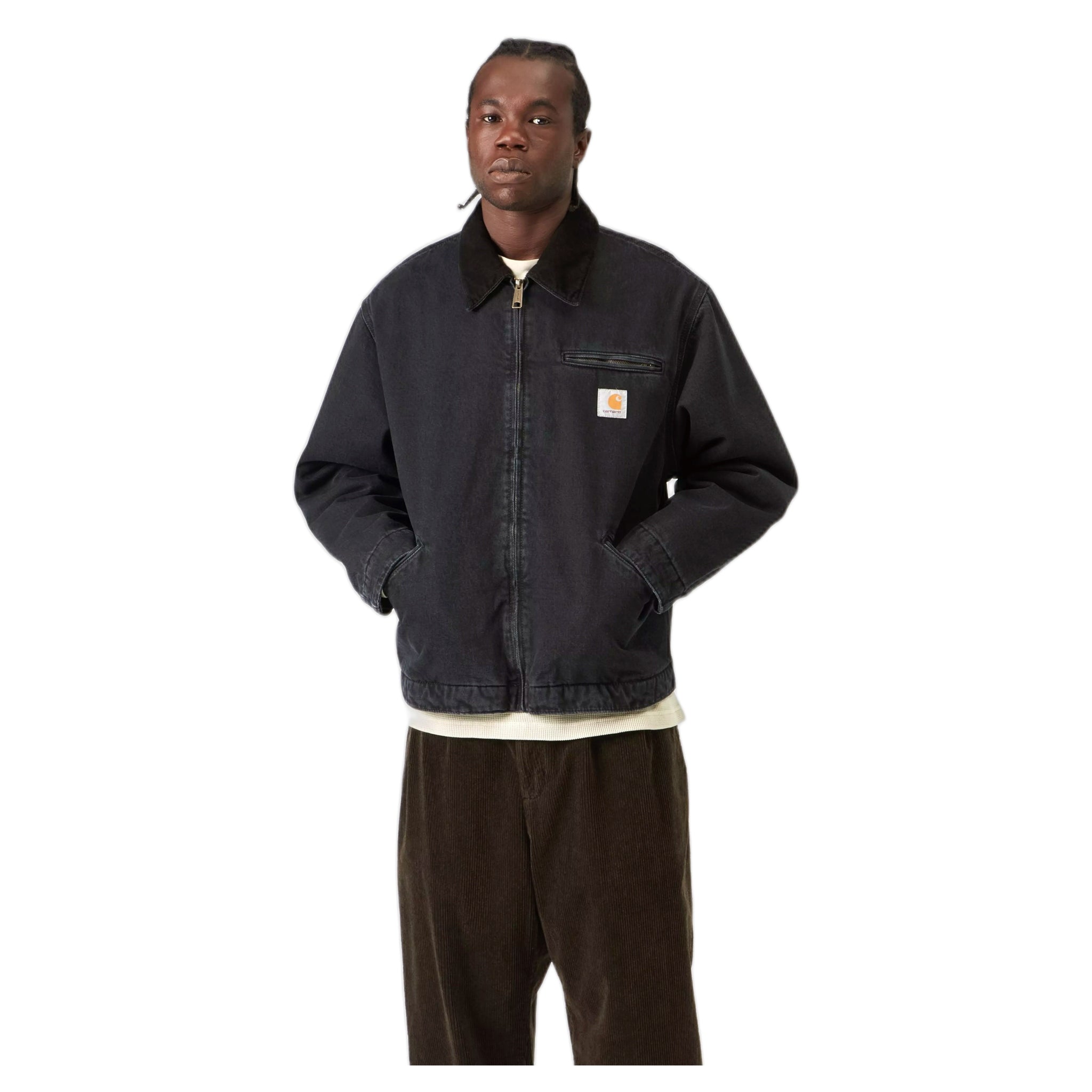 giacca carhartt wip og detroit jacket - black / black stone washed