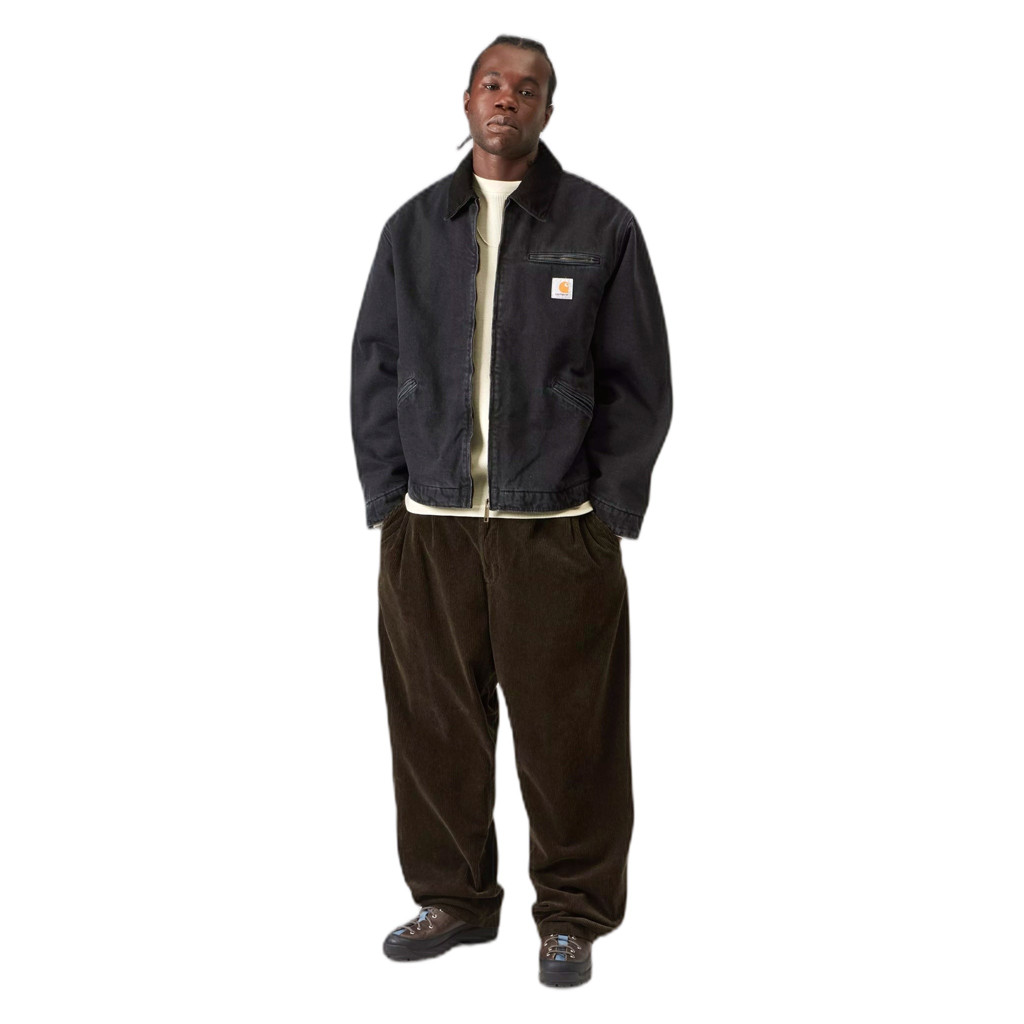 giacca carhartt wip og detroit jacket - black / black stone washed