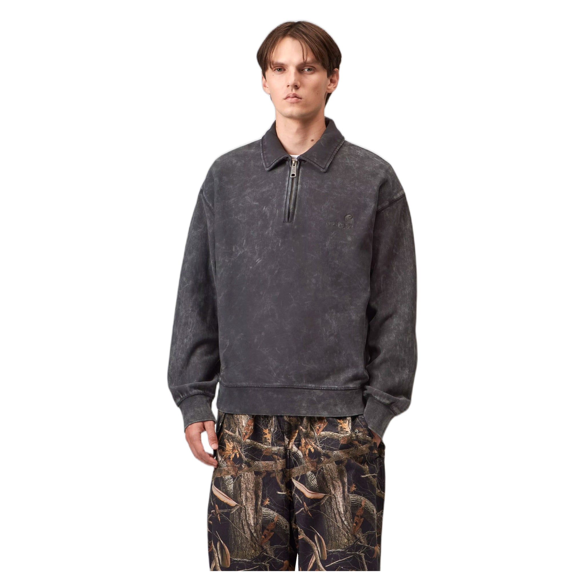 phenol Carhartt Wip lambert polo sweater - black moon wash