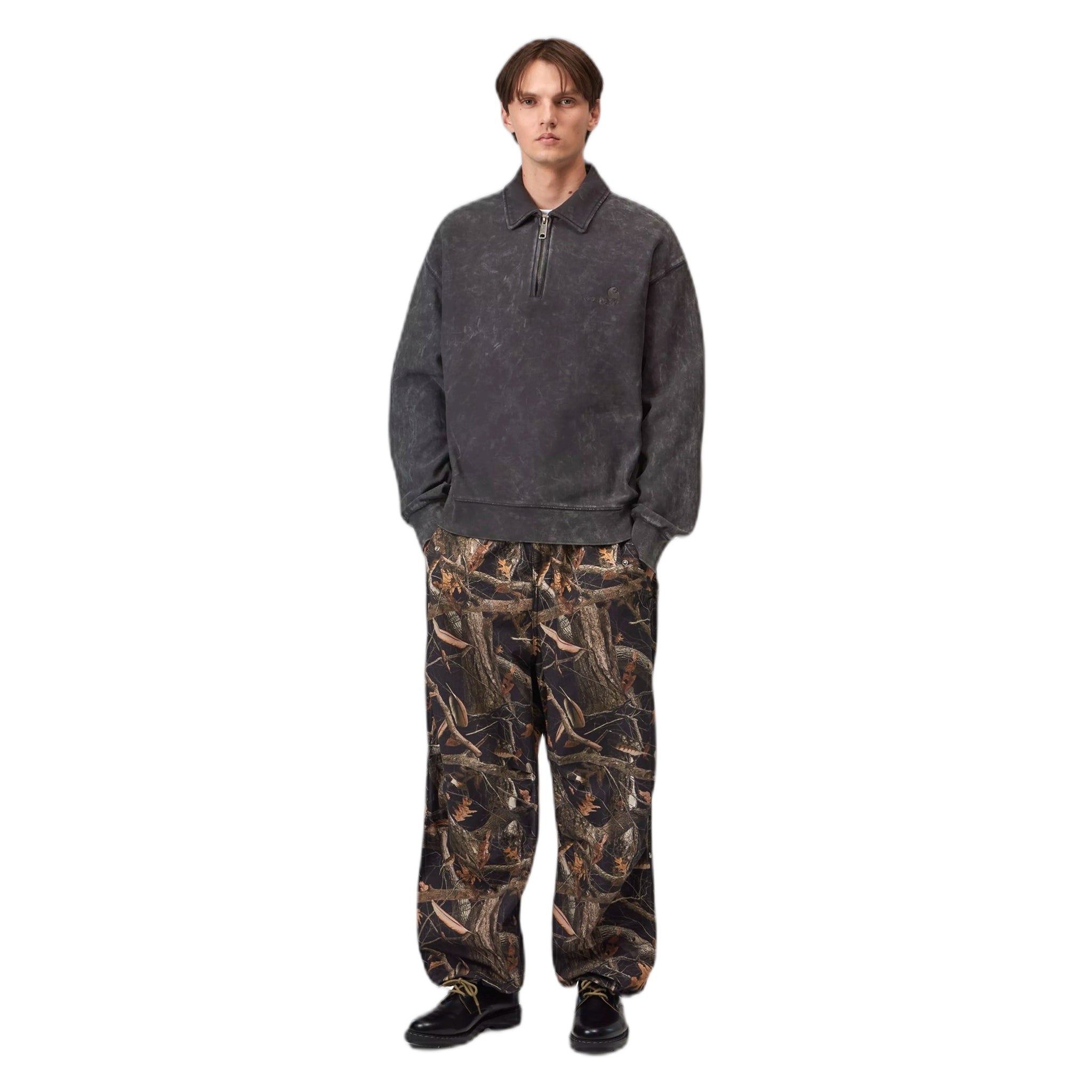 phenol Carhartt Wip lambert polo sweater - black moon wash