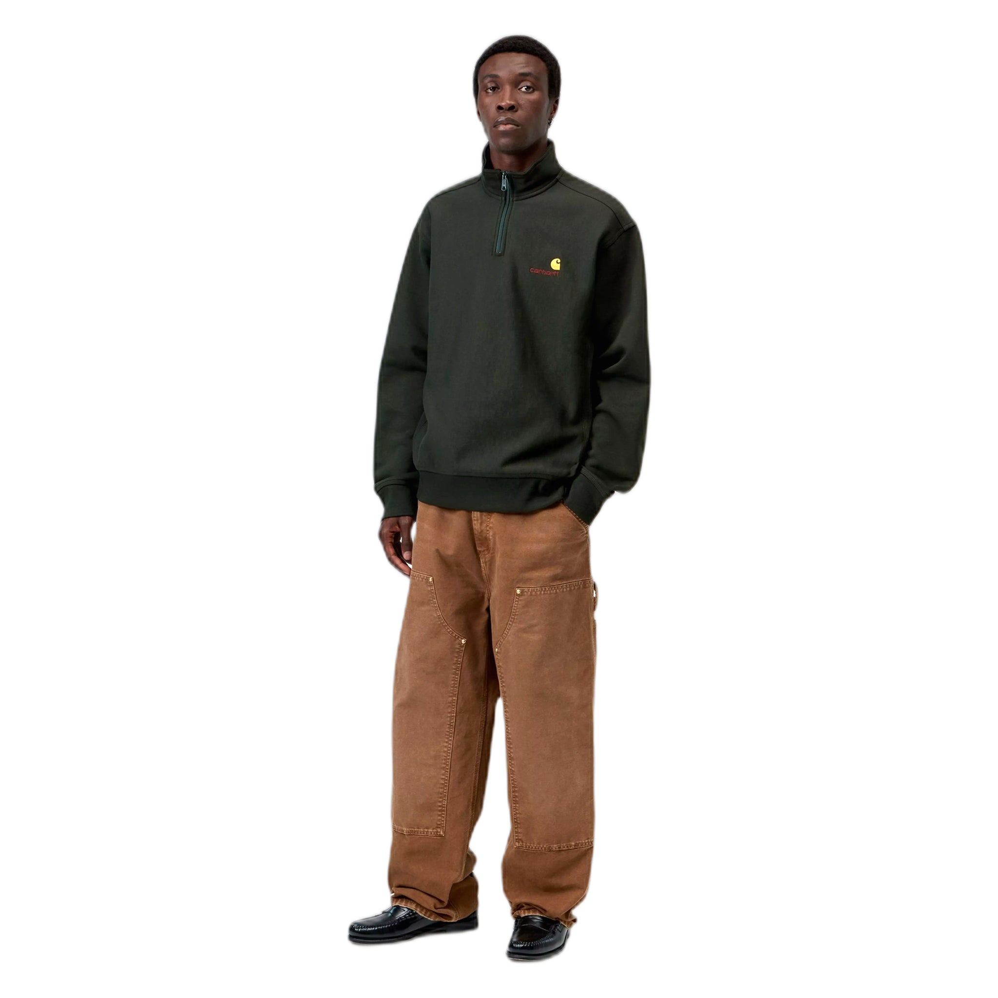 fenol Carhartt Wip media cremallera sudadera de guion americano - raven