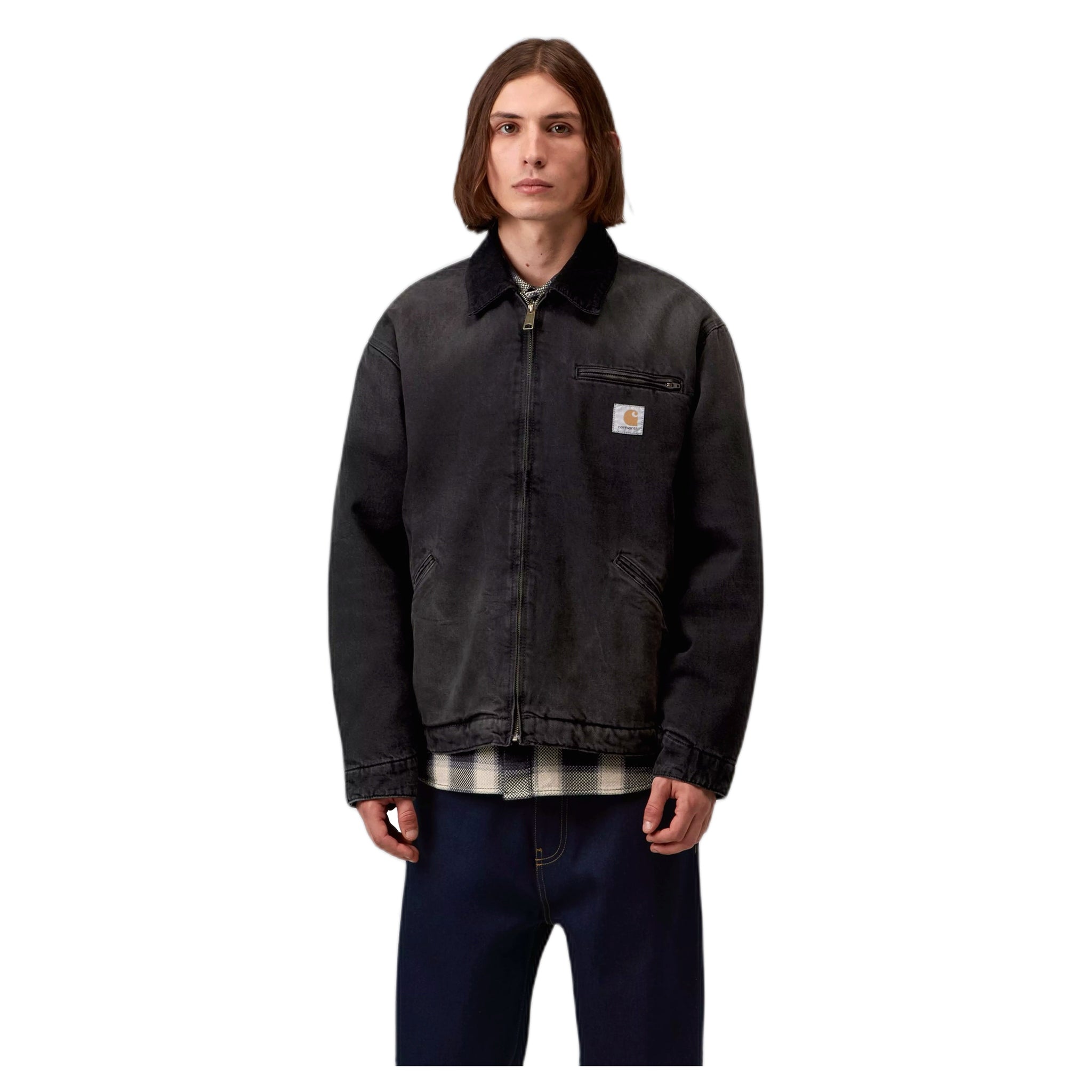 chaqueta Carhartt Wip og detroit chaqueta - negro / negro tabaco utilizado lavado