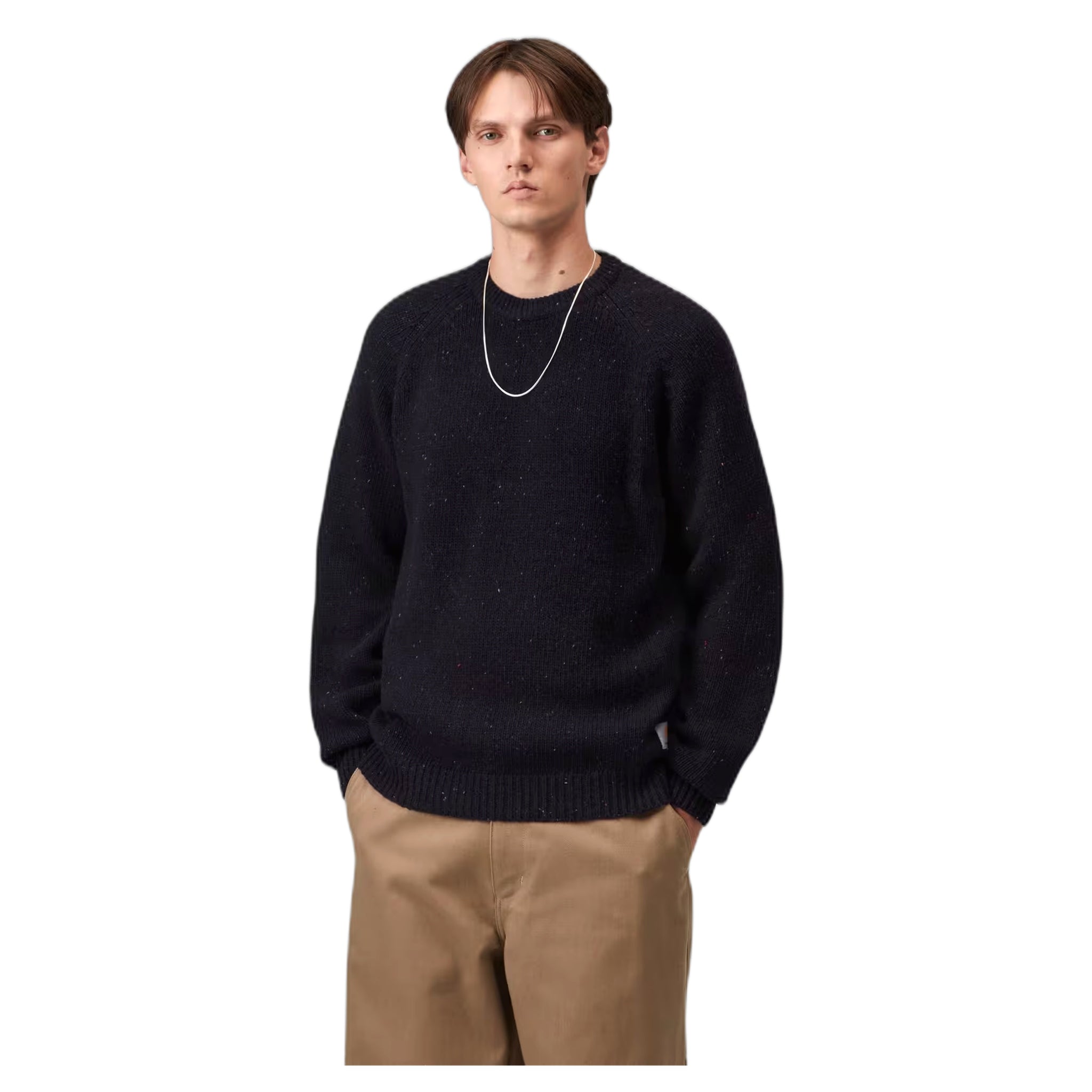 maglione carhartt wip anglistic sweater - speckled dark navy