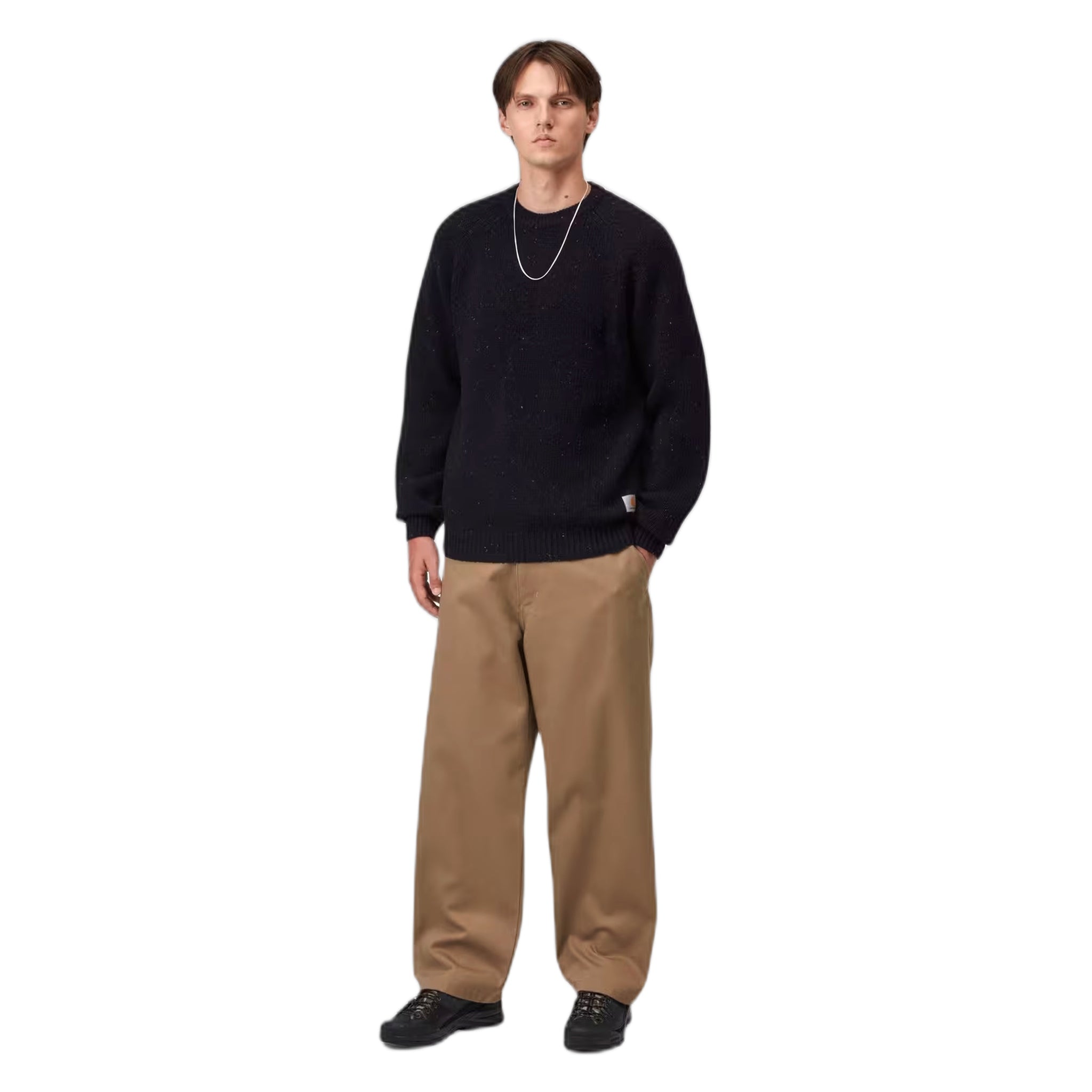maglione carhartt wip anglistic sweater - speckled dark navy
