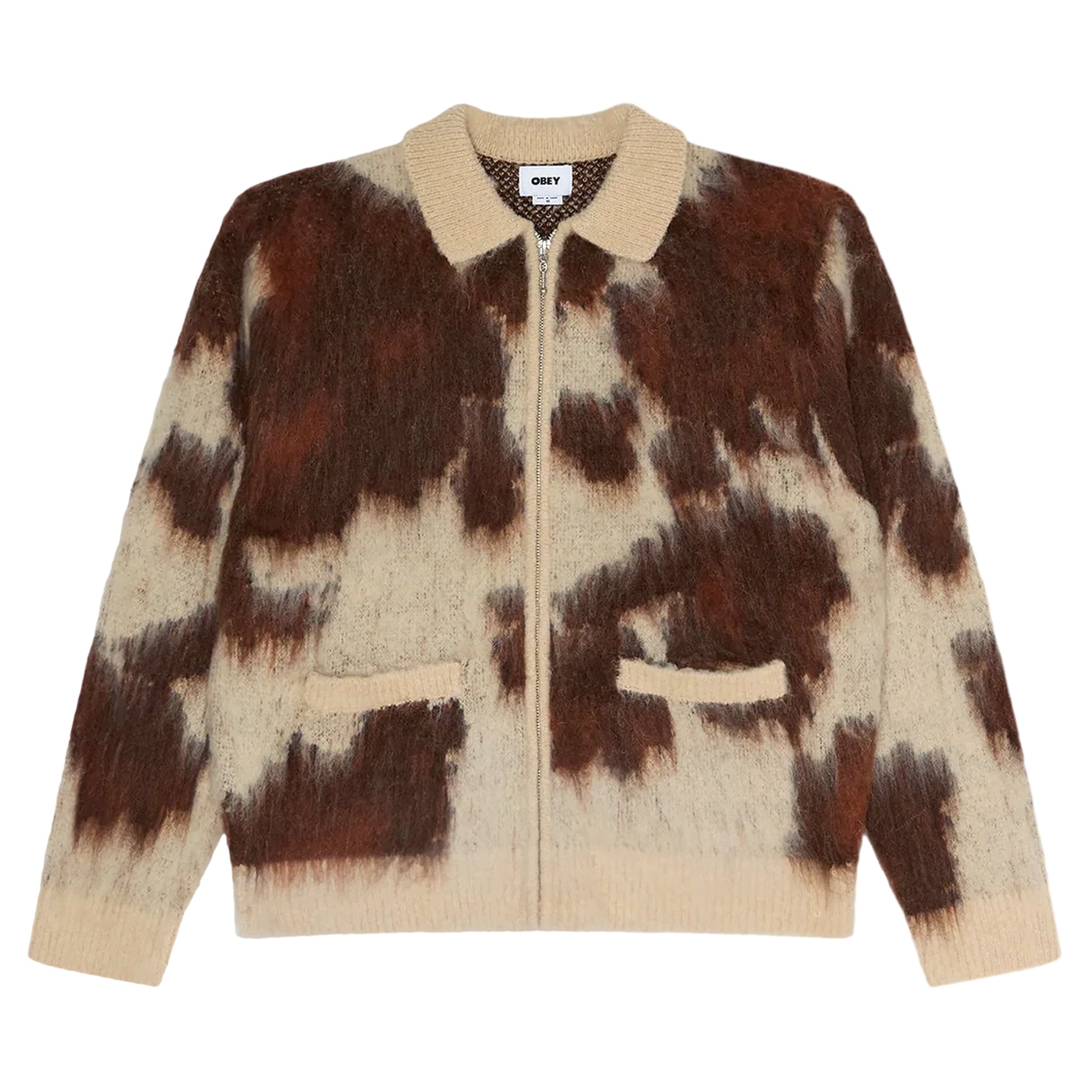 cardigan polo Obey cremallera patrón vaca - vaca multi
