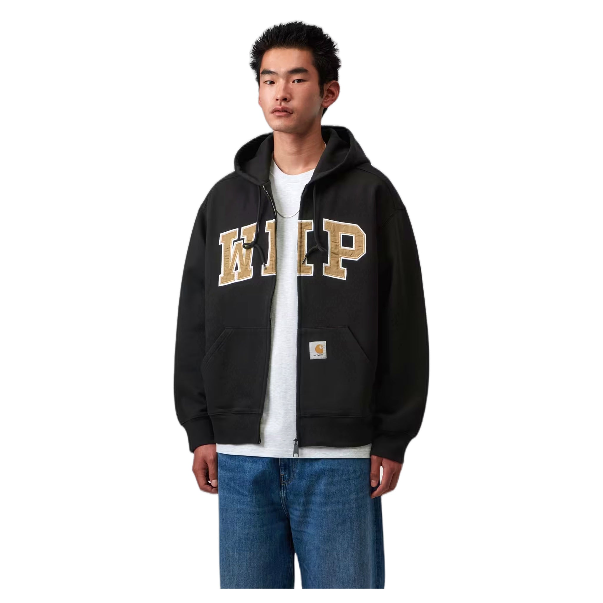 phenol Carhartt Wip hooded wip sweat jacket - black stone washed