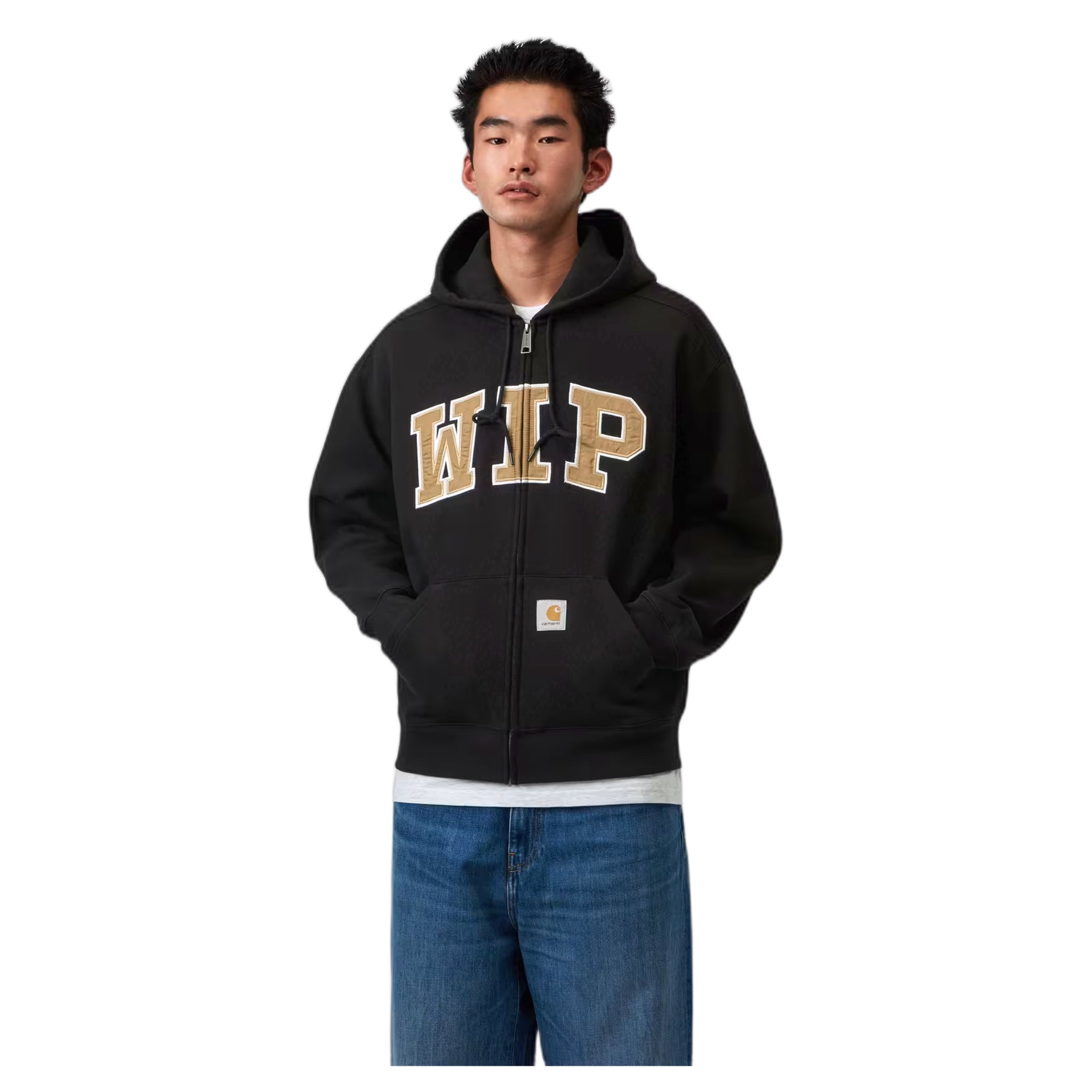 phenol Carhartt Wip hooded wip sweat jacket - black stone washed