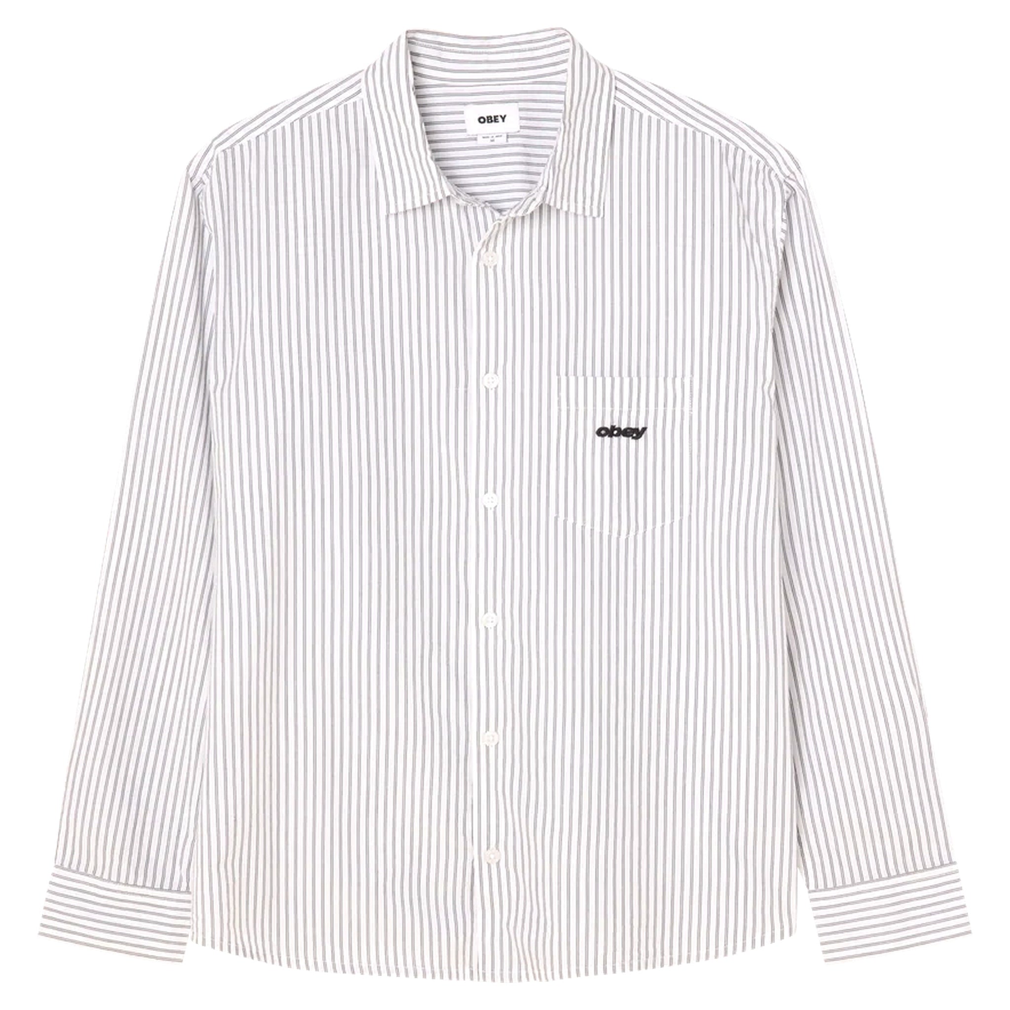 Overhemd Obey William geweven ls - witte multi