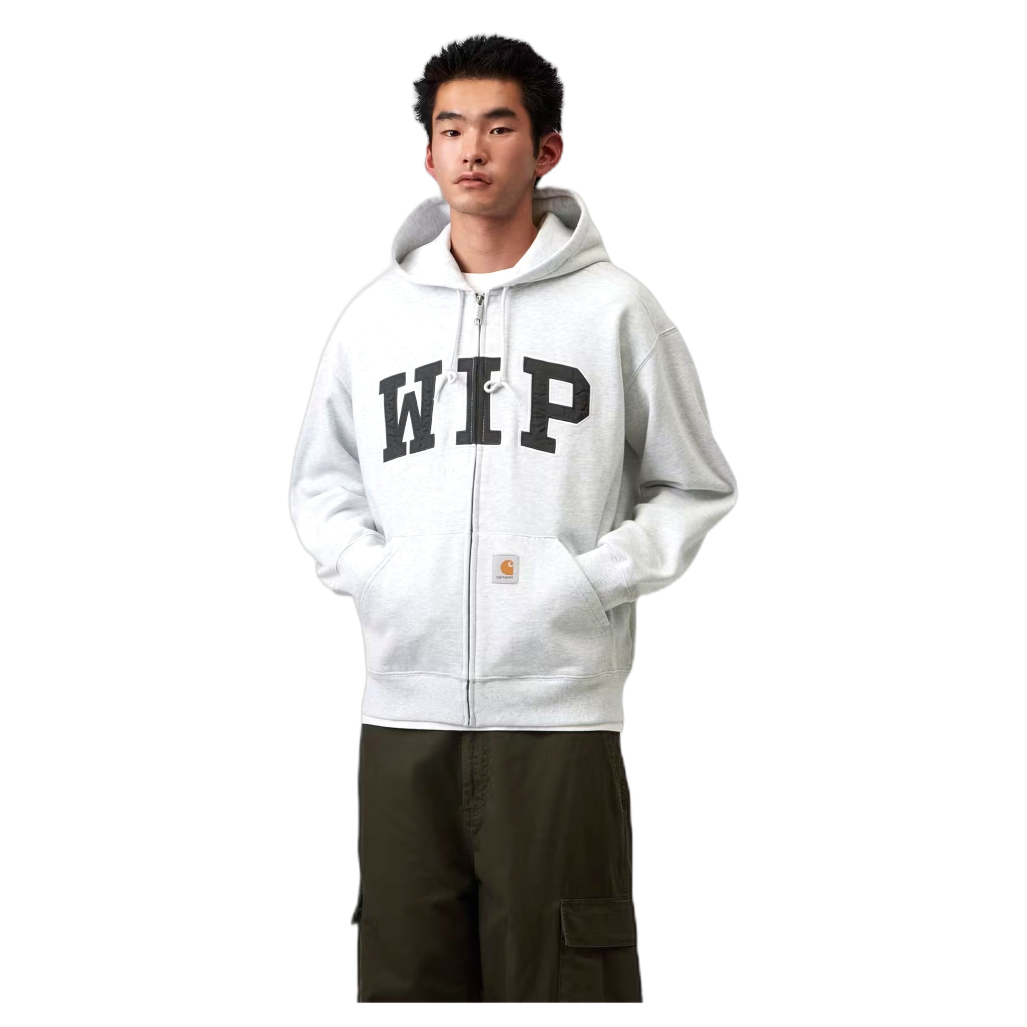 fenol Carhartt Wip chaqueta de sudor con capucha - piedra calentador de ceniza lavado